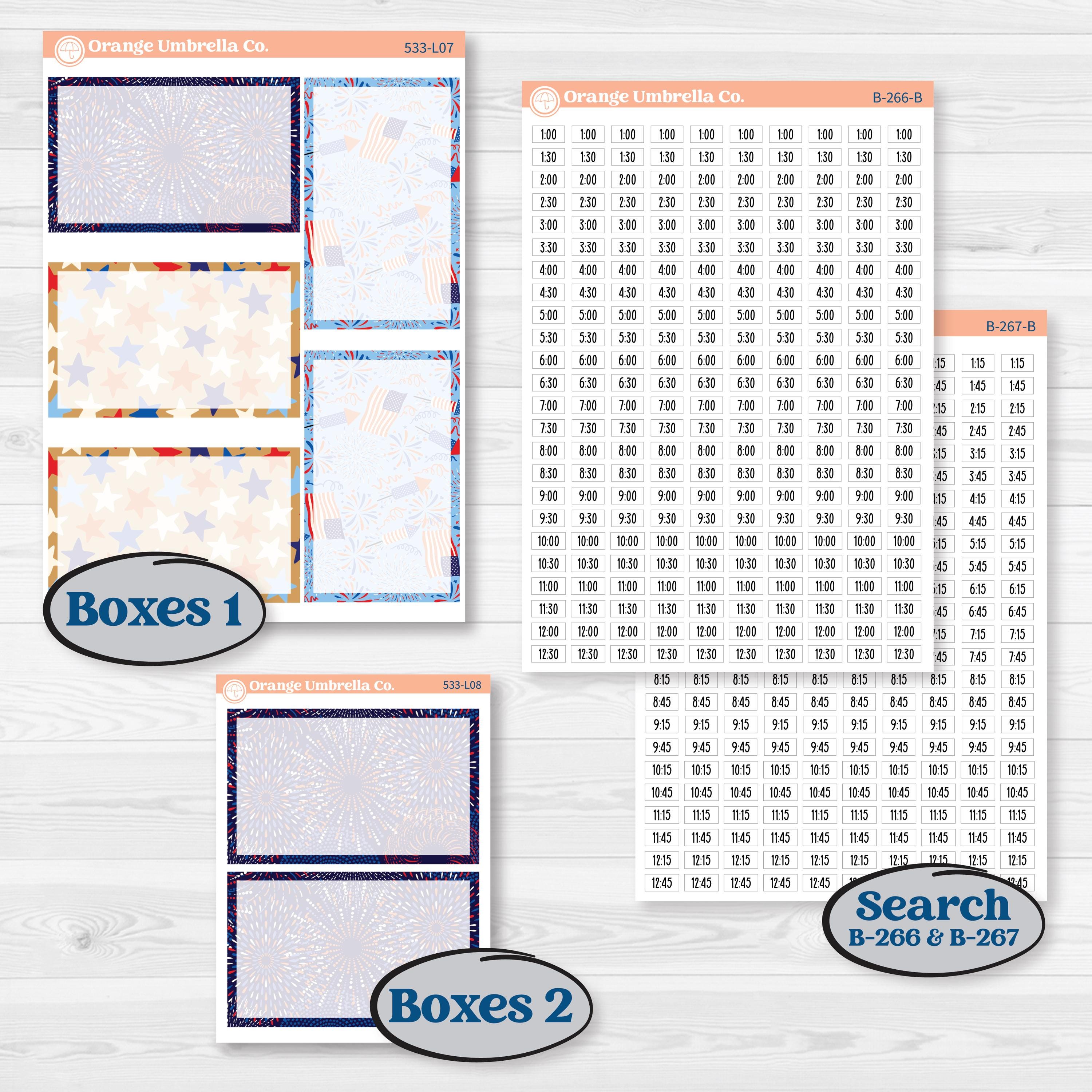 Fourth of July | 7x9 Plum Daily Planner Kit Stickers | Red White & Kaboom | KIT-533-L