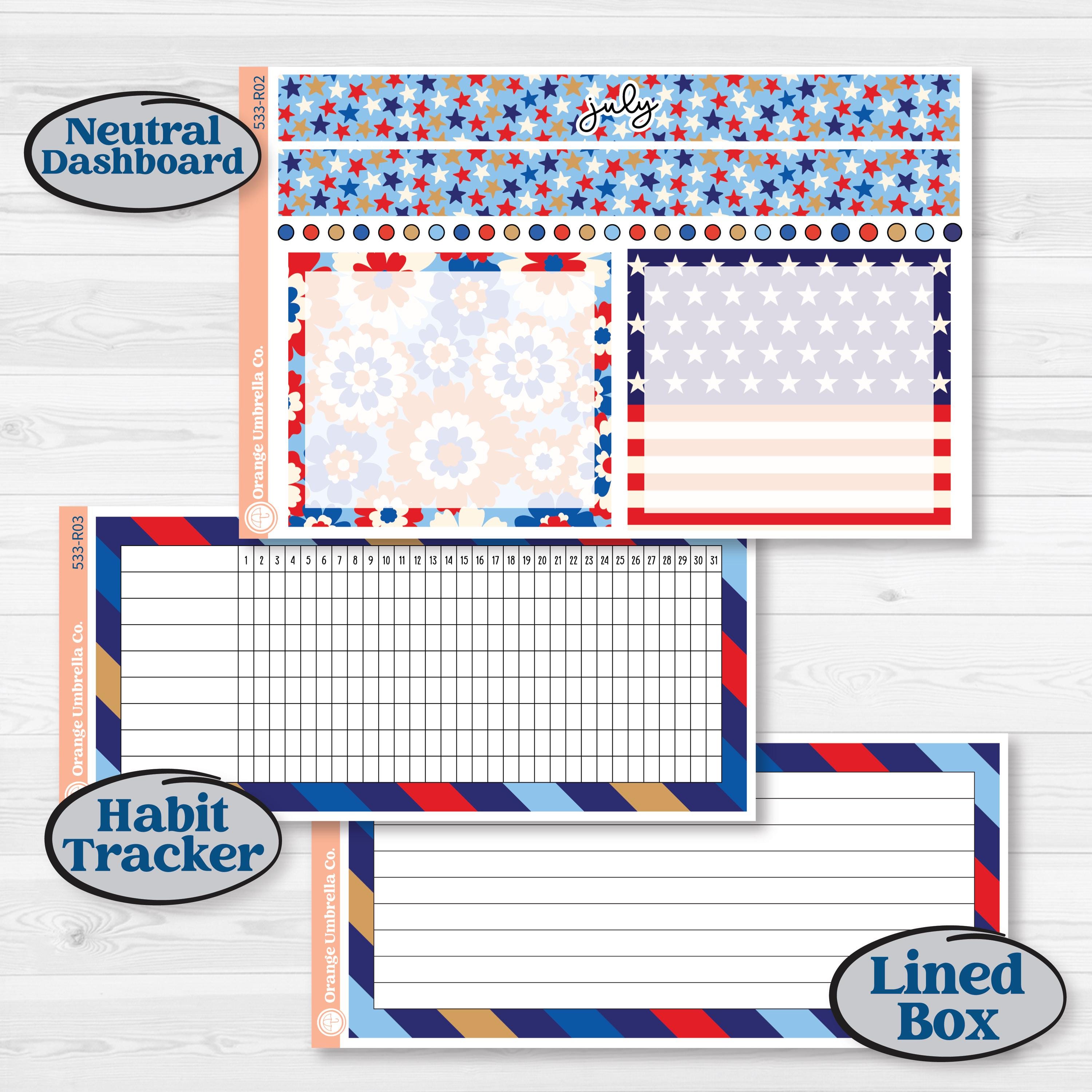 Fourth of July | 8.5x11 Plum Monthly + Dashboard Planner Kit Stickers | Red White & Kaboom | KIT-533-R