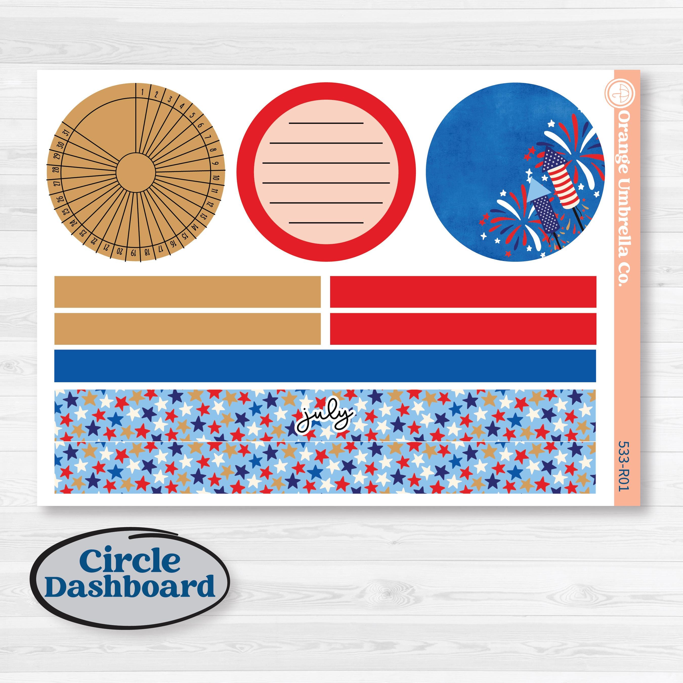 Fourth of July | 8.5x11 Plum Monthly + Dashboard Planner Kit Stickers | Red White & Kaboom | KIT-533-R
