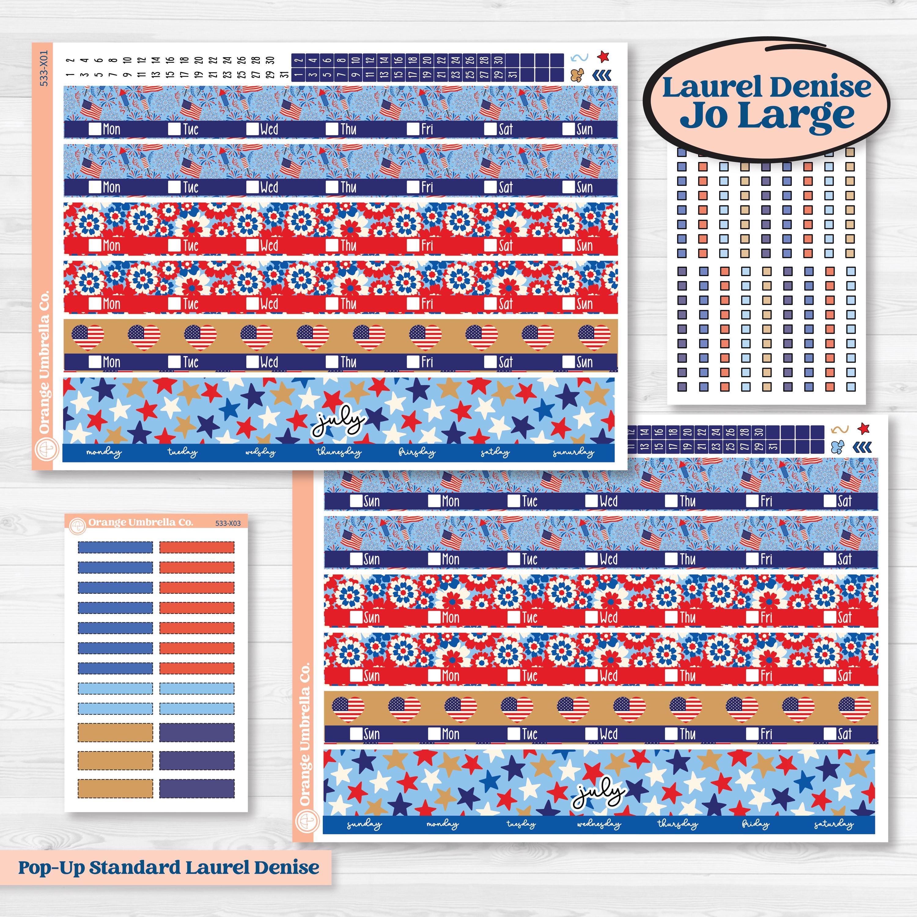 Fourth of July | Laurel Denise Jo Large Planner Kit Stickers | Red White & Kaboom | KIT-533-X