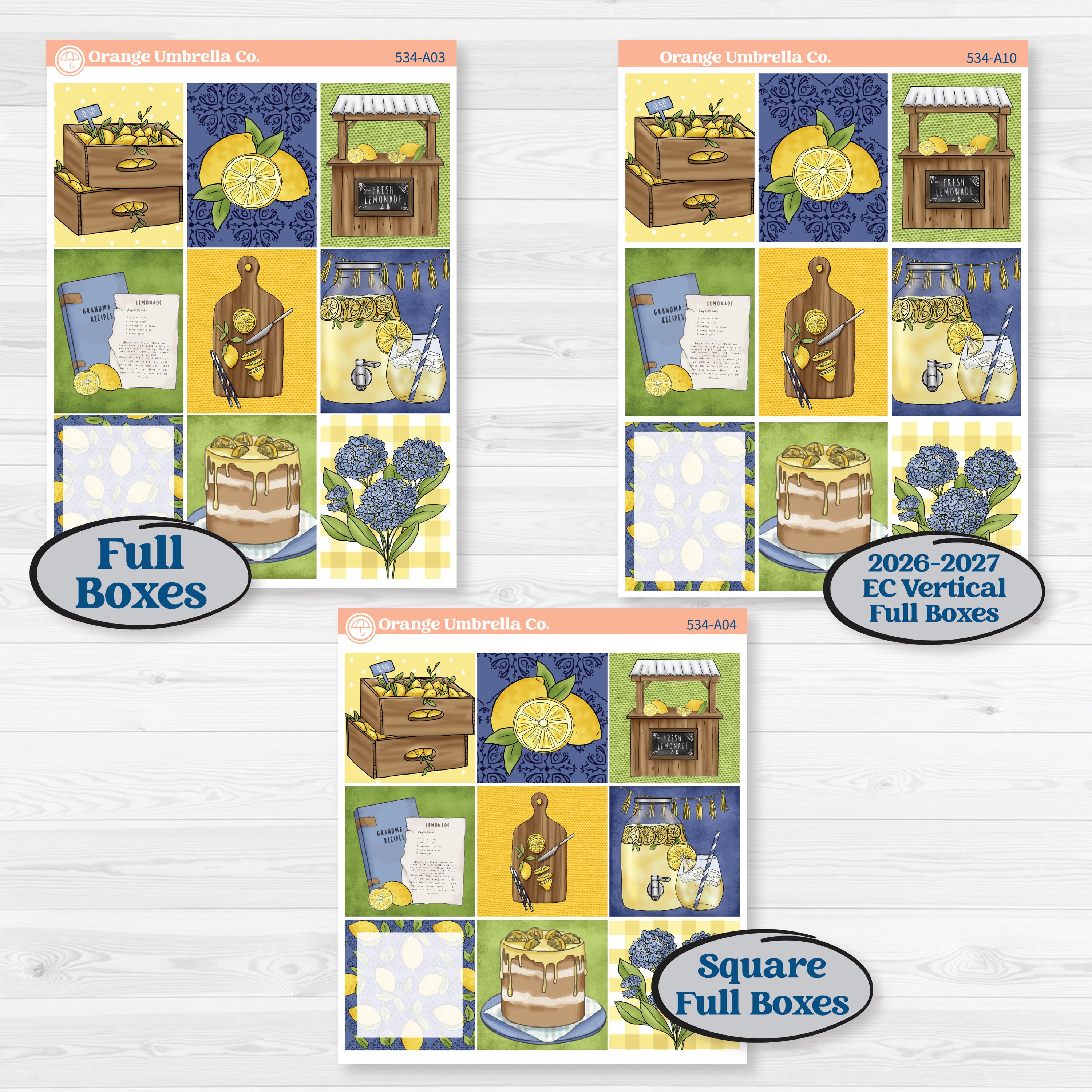 Summer Lemon Kit | Weekly Sticker Kit for Vertical Planners like Erin Condren | Lemonade Stand | KIT-534-A