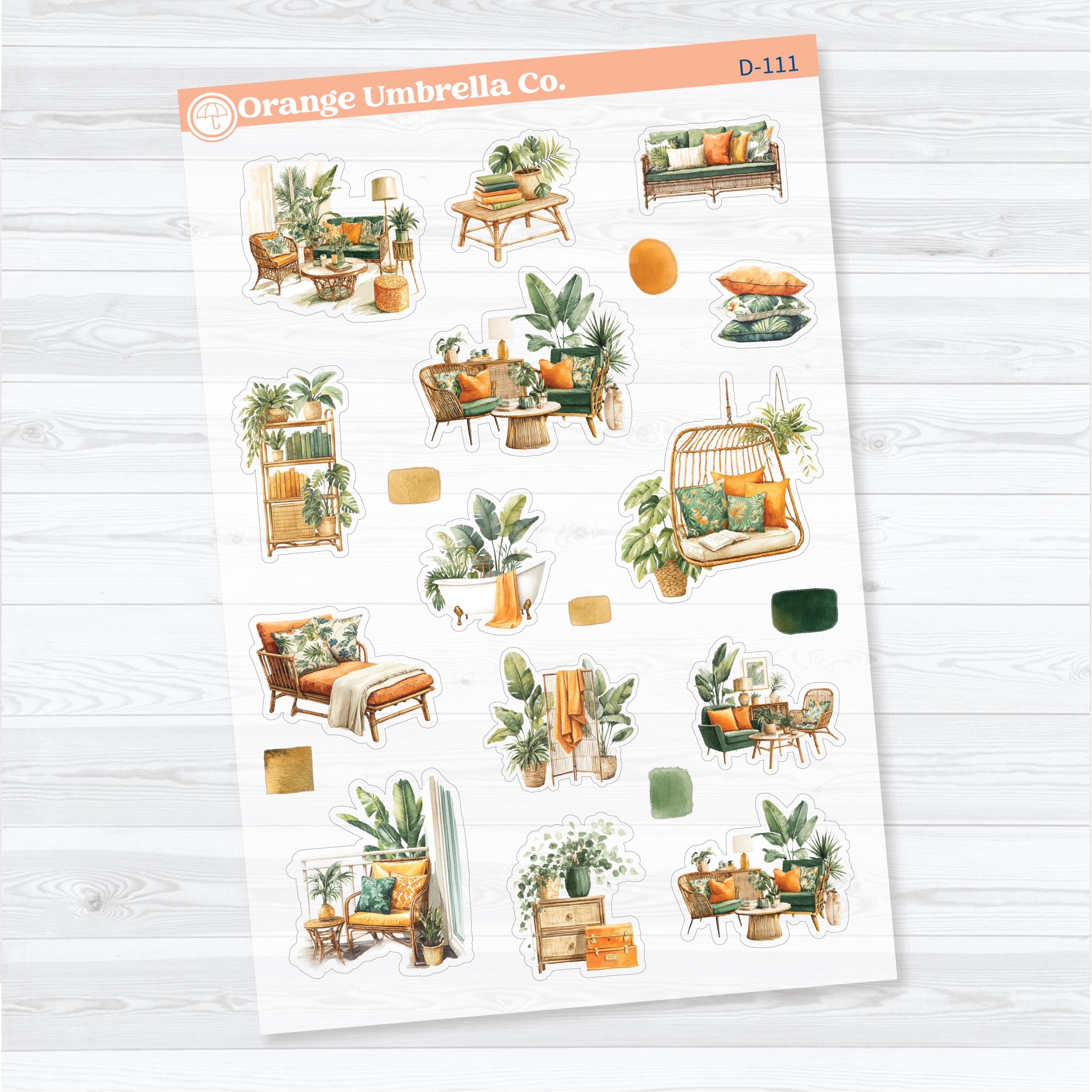 Valencia Orange Clear Matte Decorative Planner Stickers | Citrus Summer Deco Sticker Sheets | D-111-112-CM