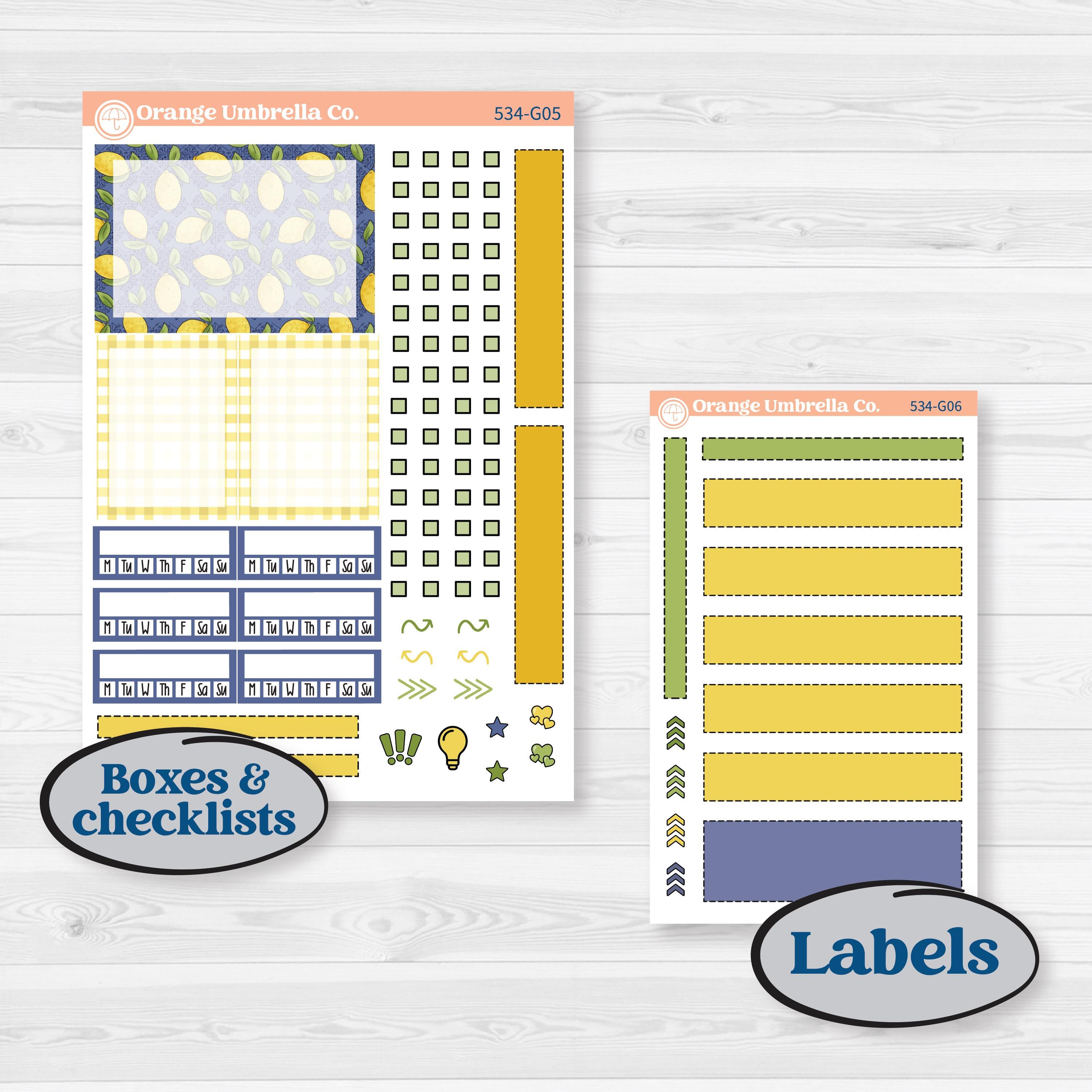 Summer Lemon Kit | Erin Condren A5 Weekly Dashboard Planner Kit Stickers | Lemonade Stand | KIT-534-G4