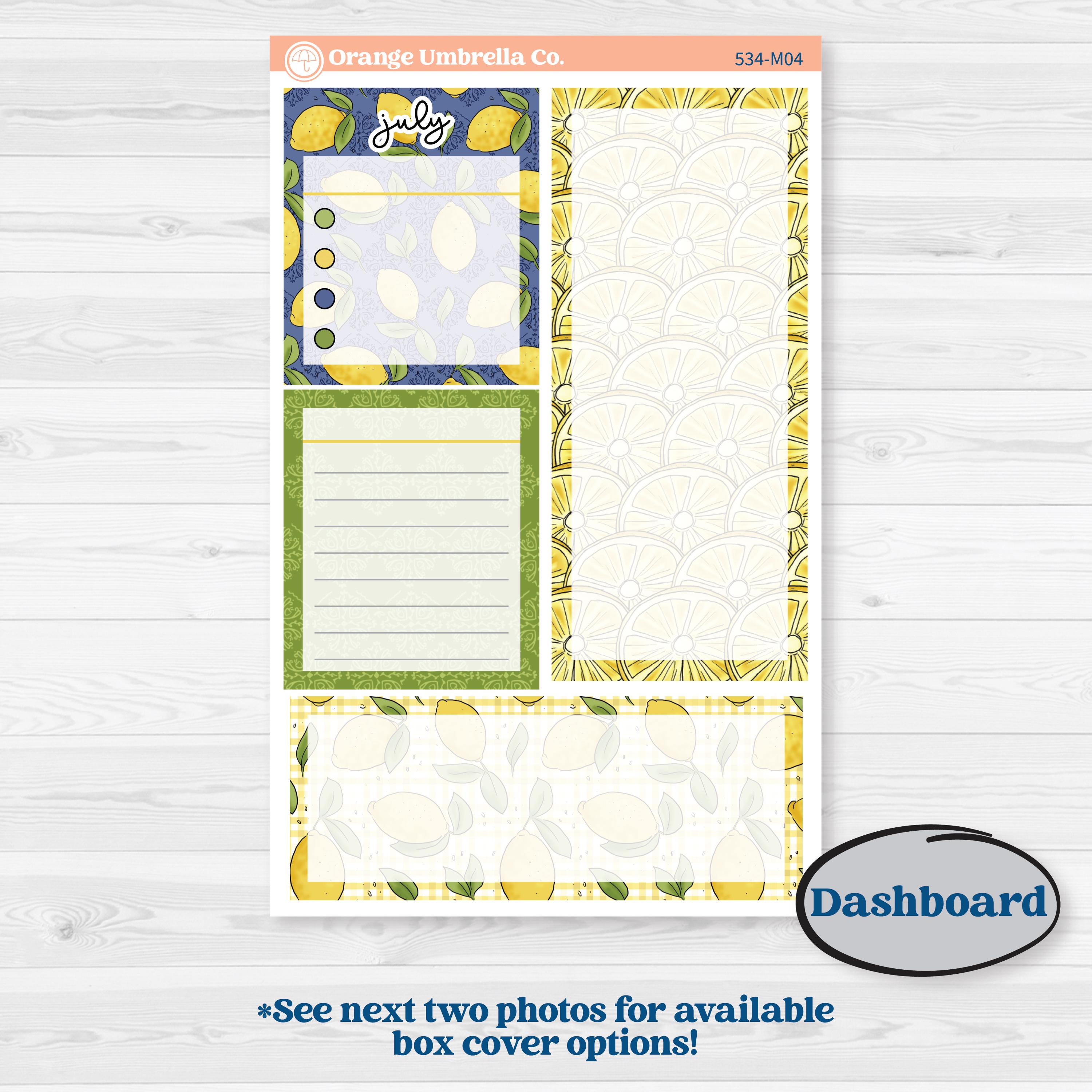 Summer Lemon Kit | A5 Erin Condren Monthly & Productivity Dashboard Sticker Kit | Lemonade Stand | KIT-534-M