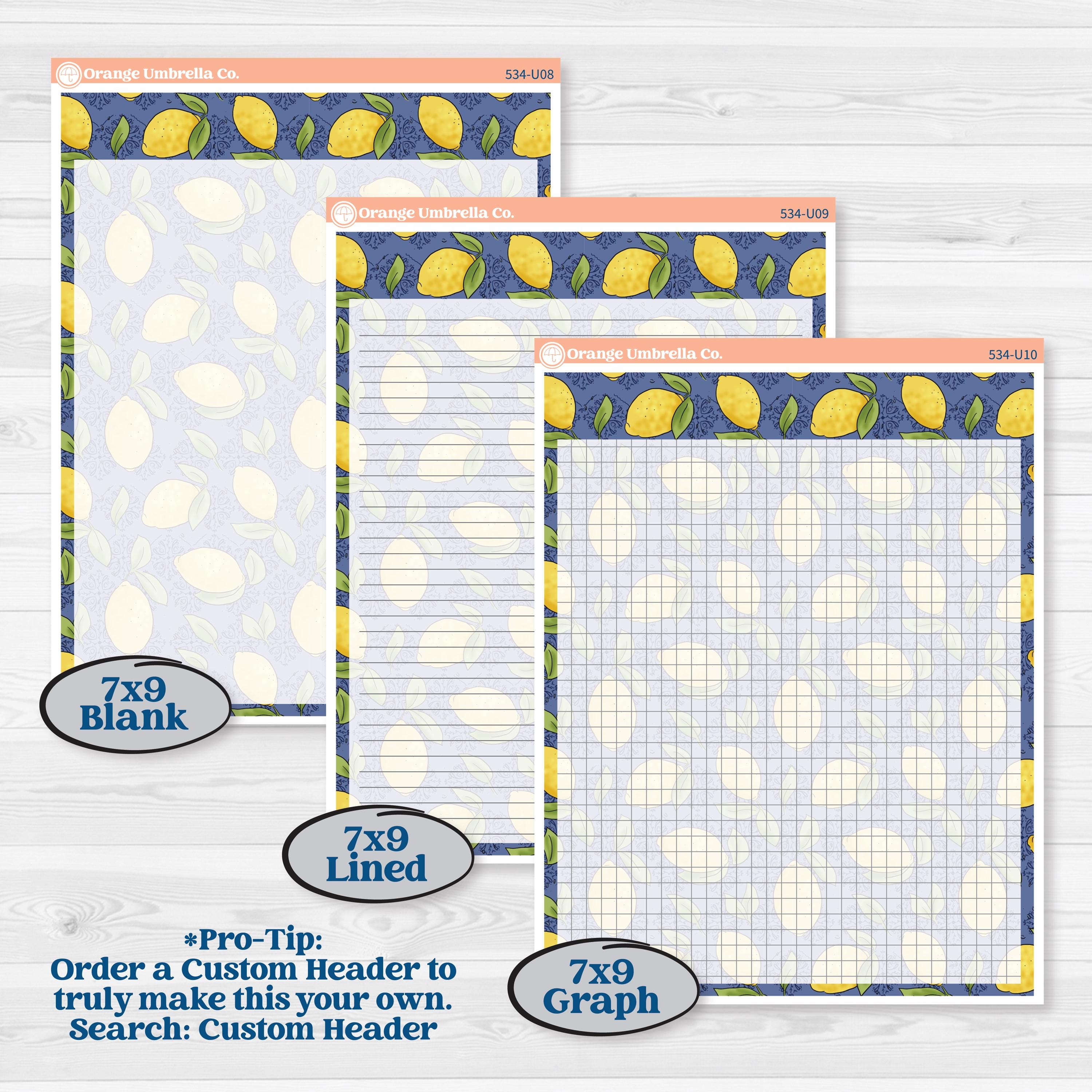 Summer Lemon Kit | A5 or 7x9 Create Your Own Monthly or Dashboard Universal | Monthly & Reading Log Sticker Kit | Lemonade Stand | KIT-534-U