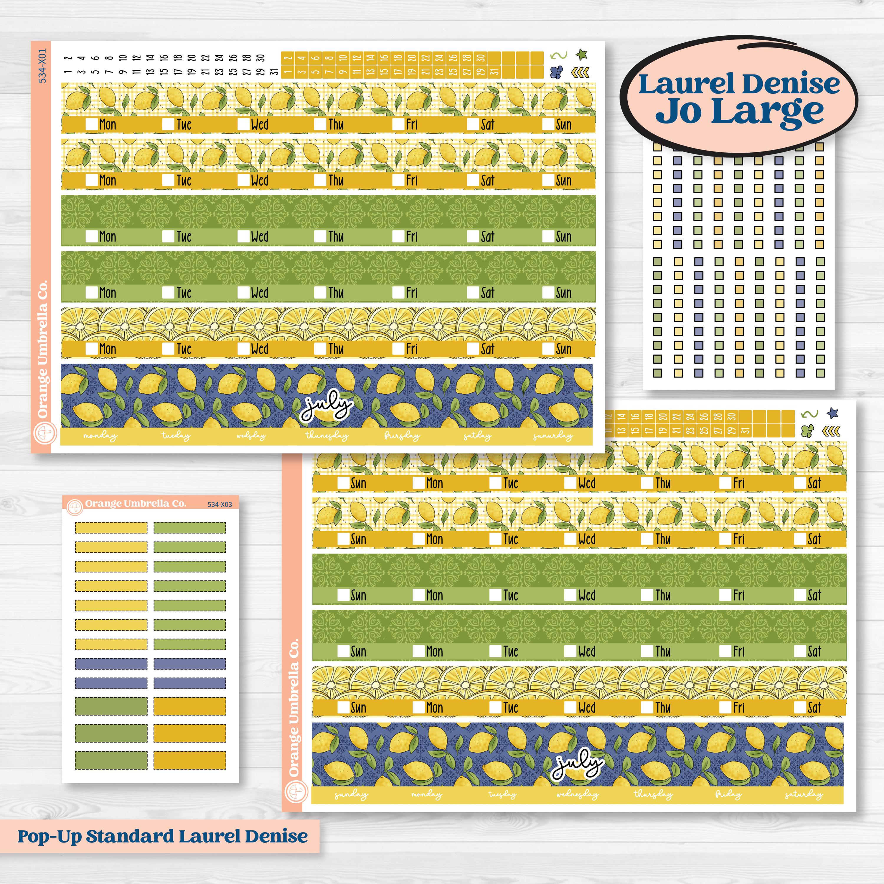Summer Lemon Kit | Laurel Denise Jo Large Planner Kit Stickers | Lemonade Stand | KIT-534-X