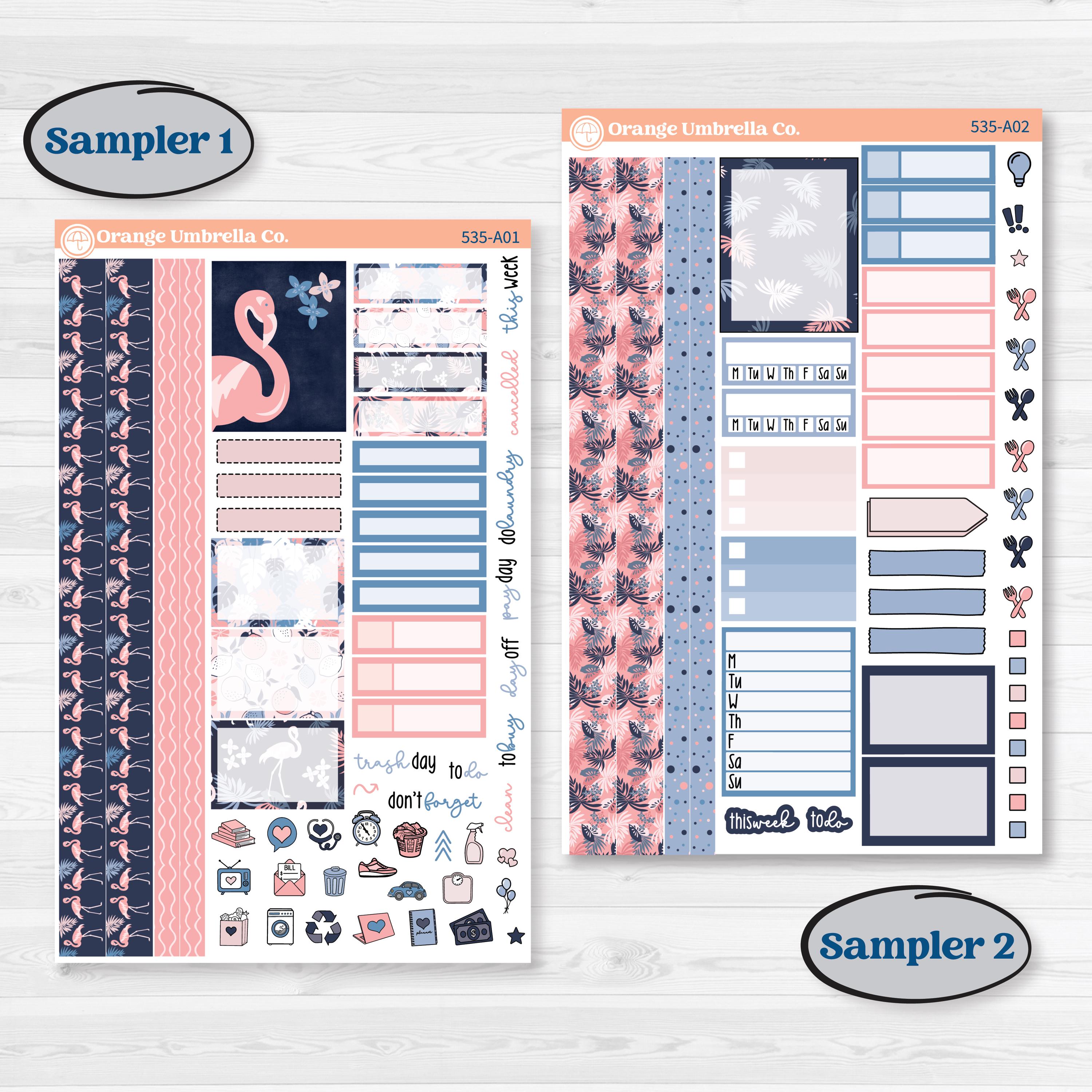 Tropical Flamingo | Weekly Sticker Kit for Vertical Planners like Erin Condren | Island Time | KIT-535-A