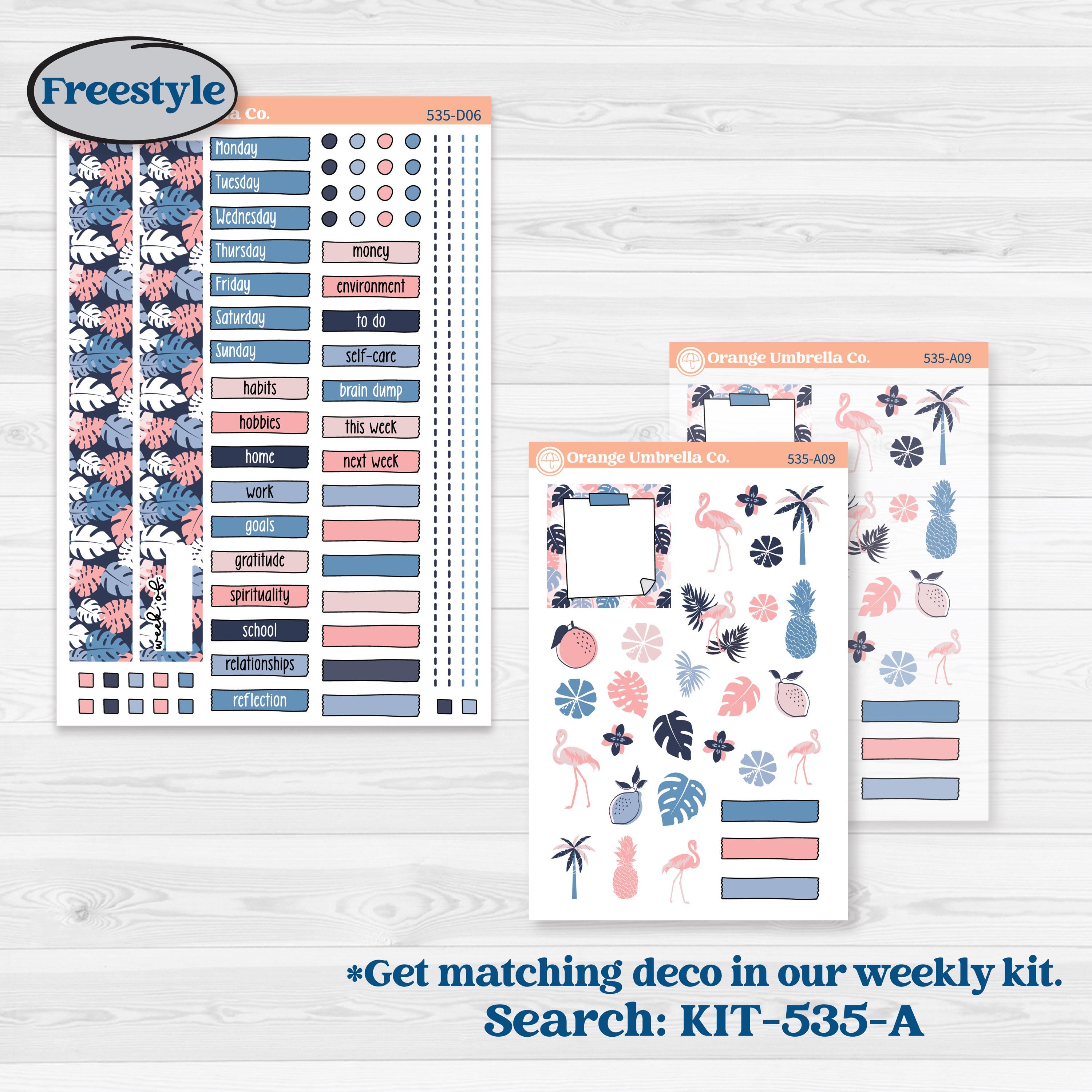 Tropical Flamingo | Journaling or Scrapbooking Kit | Creative Junk Journal Planner Stickers | Island Time | KIT-535-D