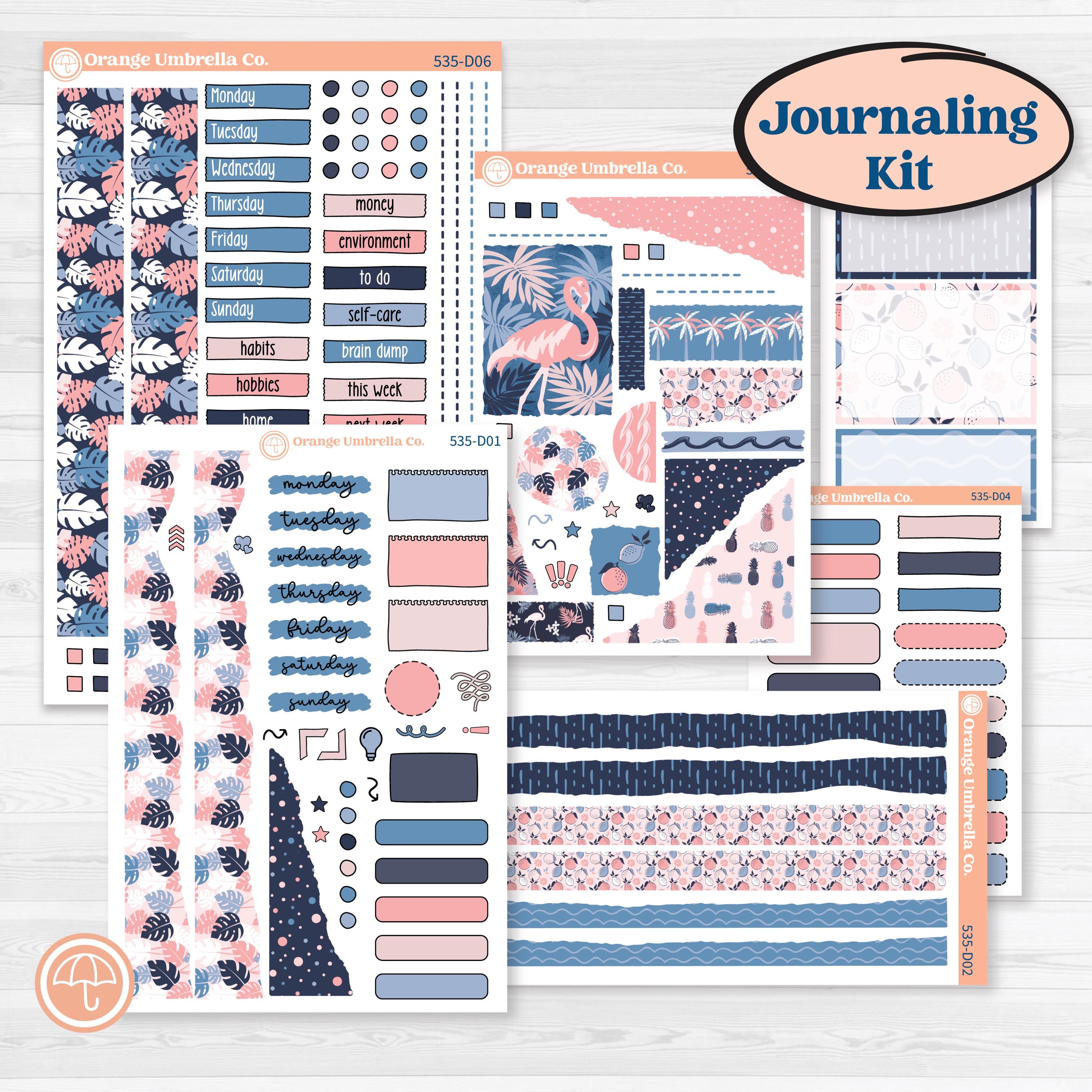 Tropical Flamingo | Journaling or Scrapbooking Kit | Creative Junk Journal Planner Stickers | Island Time | KIT-535-D