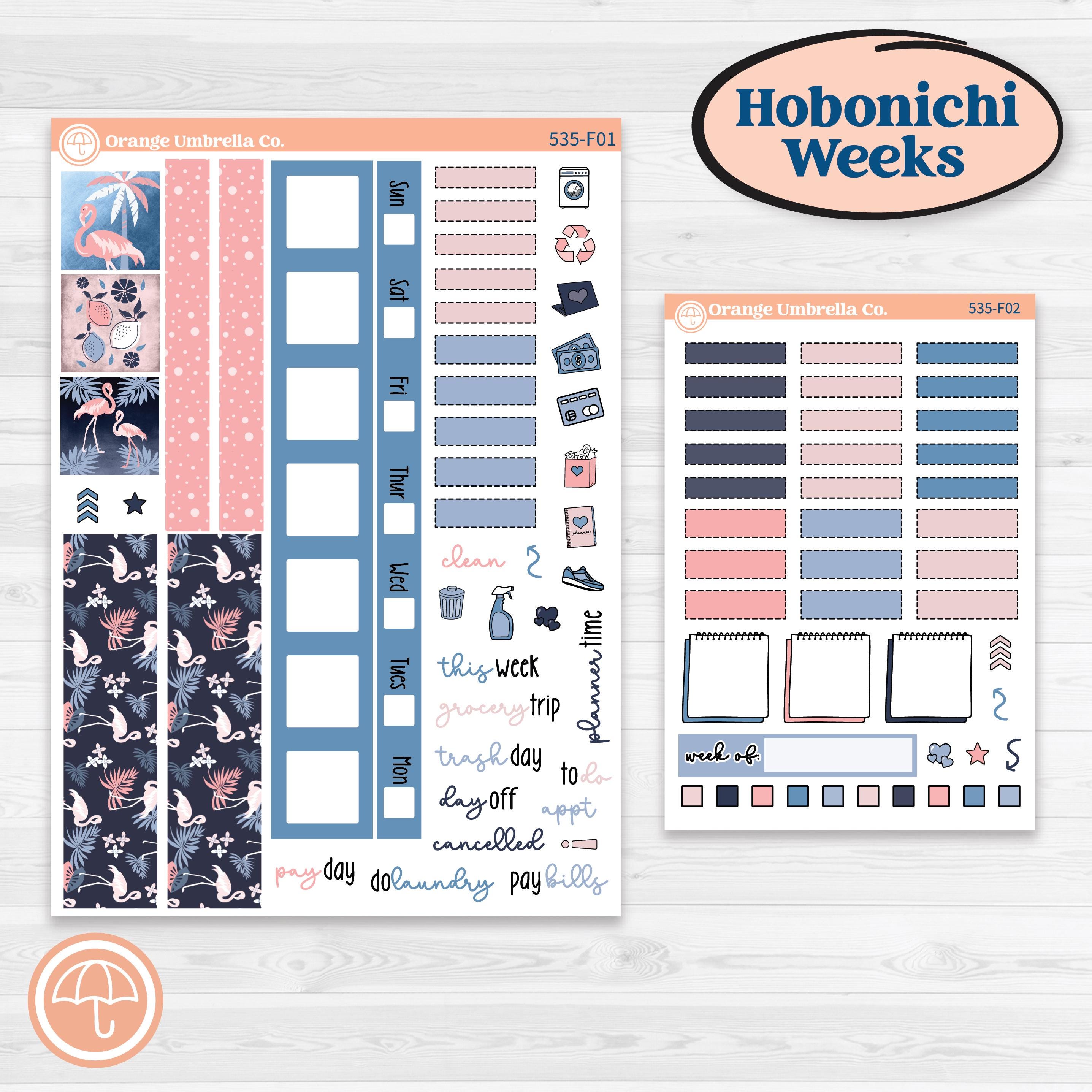 Tropical Flamingo | Hobonichi Weeks Weekly Planner Kit Stickers | Island Time | KIT-535-F