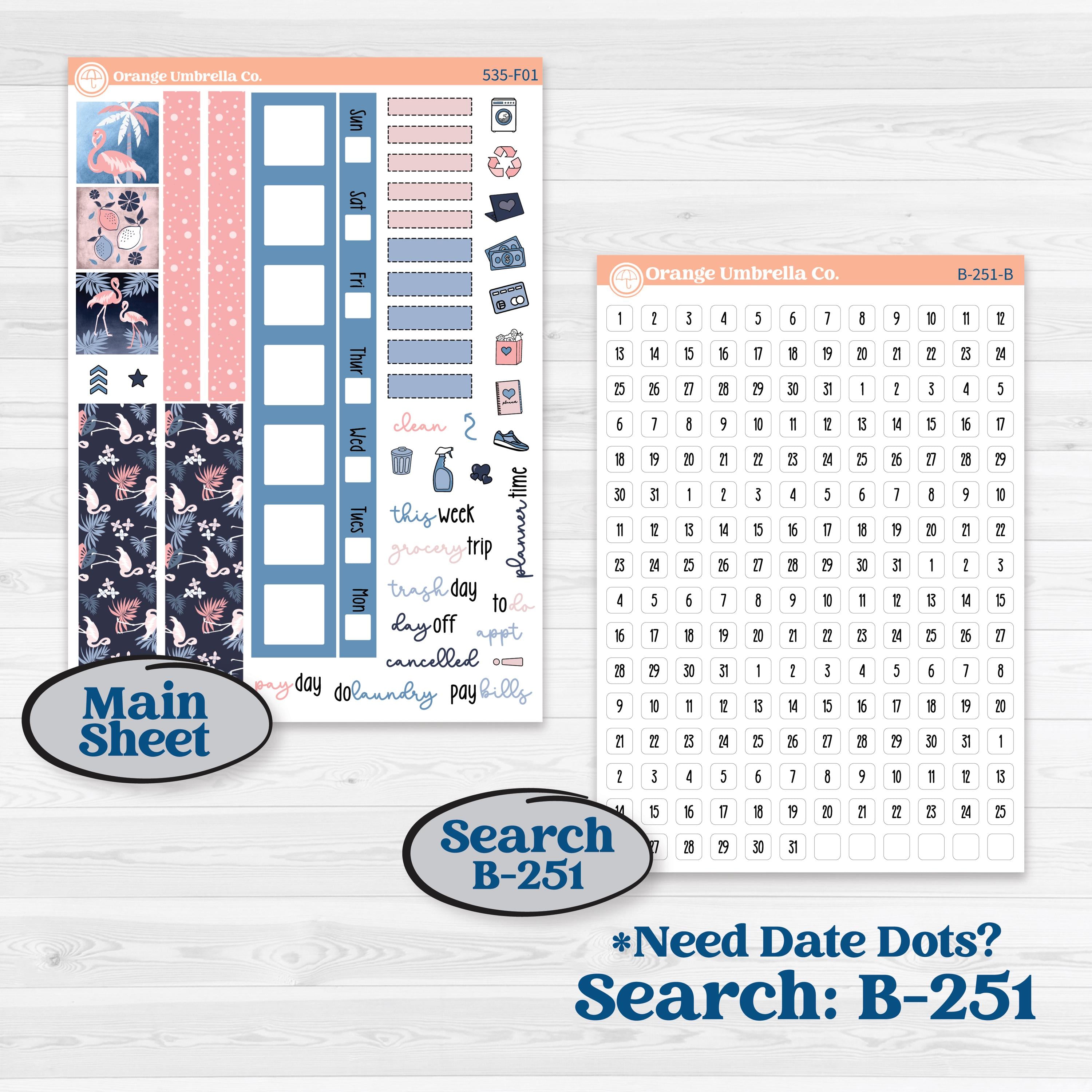 Tropical Flamingo | Hobonichi Weeks Weekly Planner Kit Stickers | Island Time | KIT-535-F