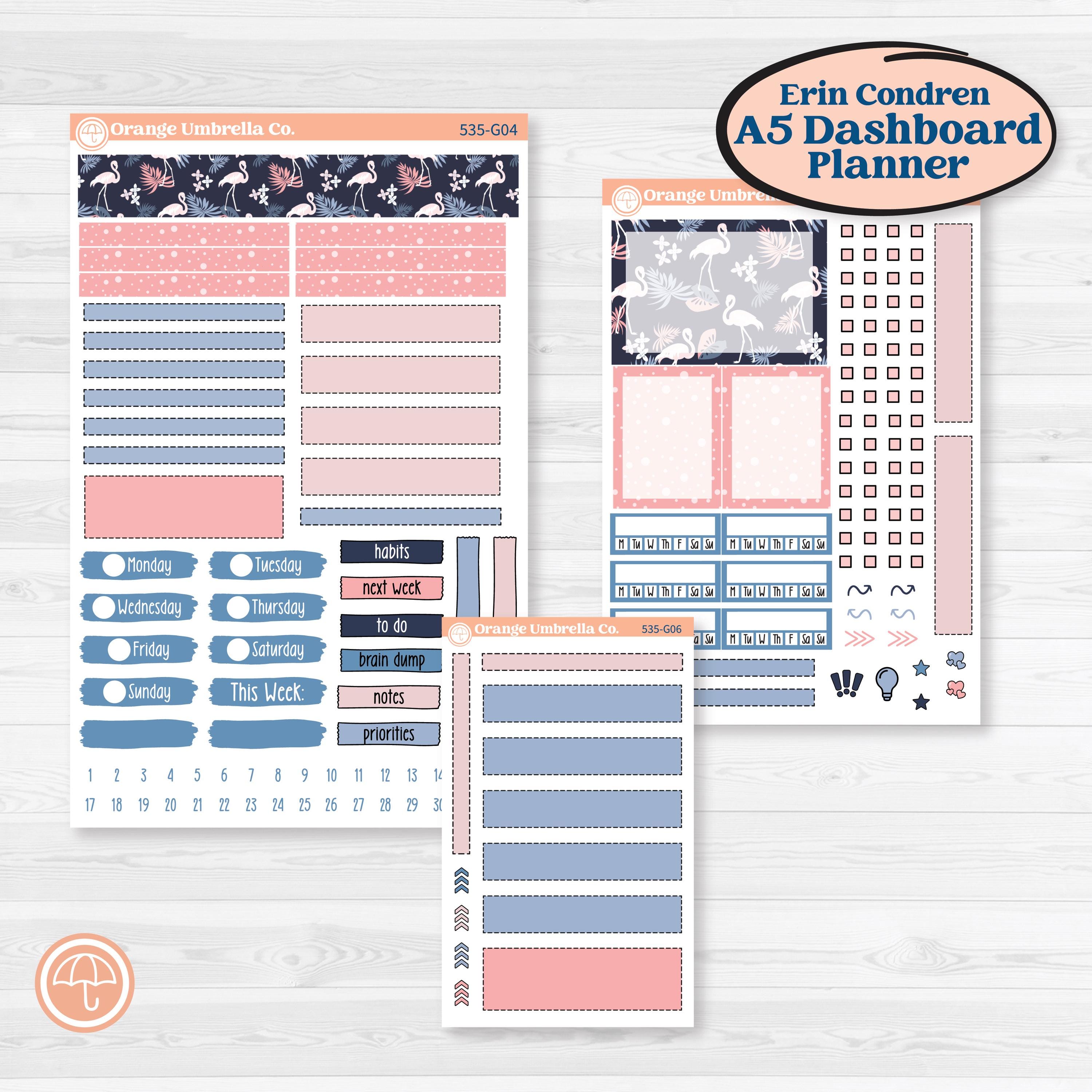 Tropical Flamingo | Erin Condren 7x9 Weekly Dashboard Planner Kit Stickers | Island Time | KIT-535-G