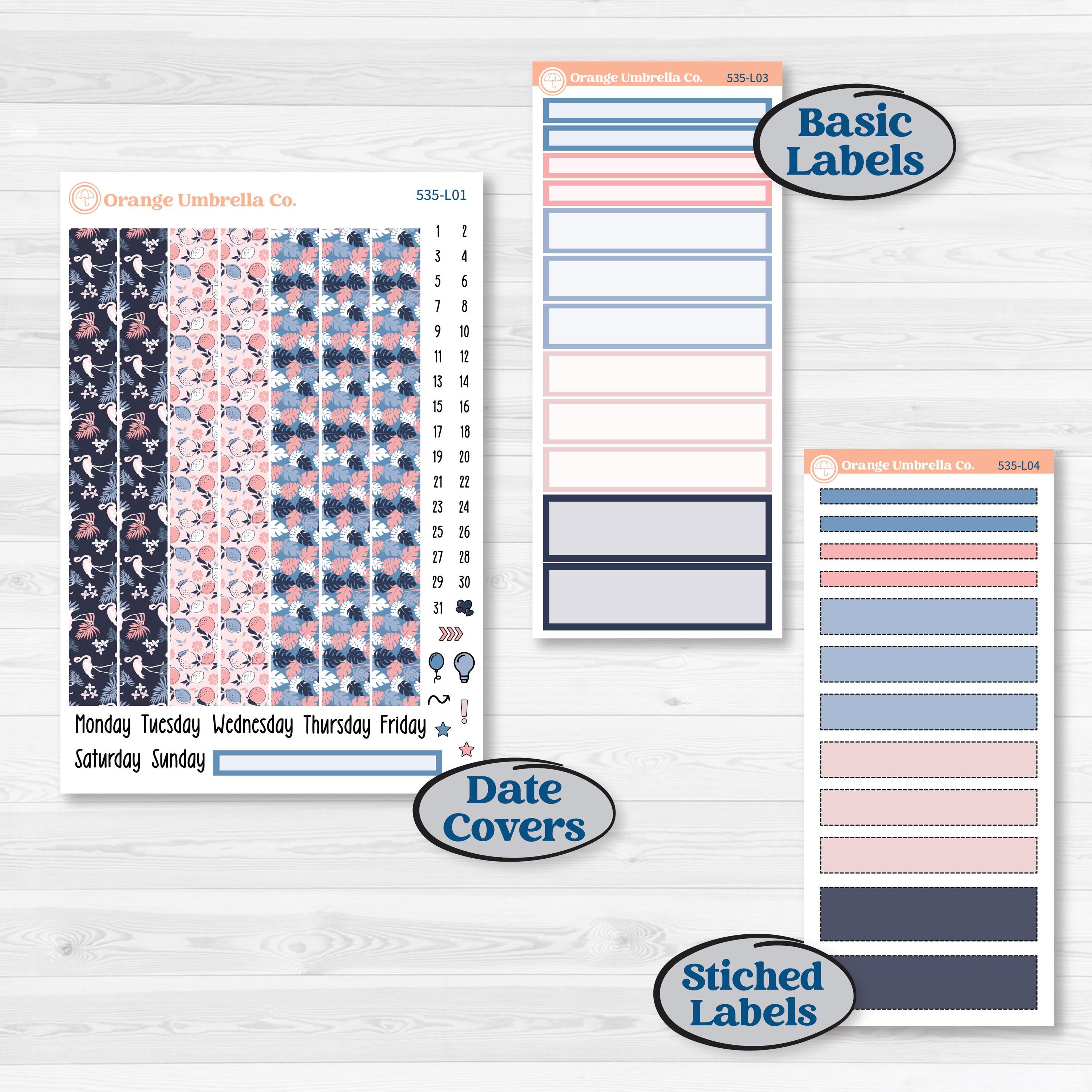 Tropical Flamingo | 7x9 Plum Daily Planner Kit Stickers | Island Time | KIT-535-L