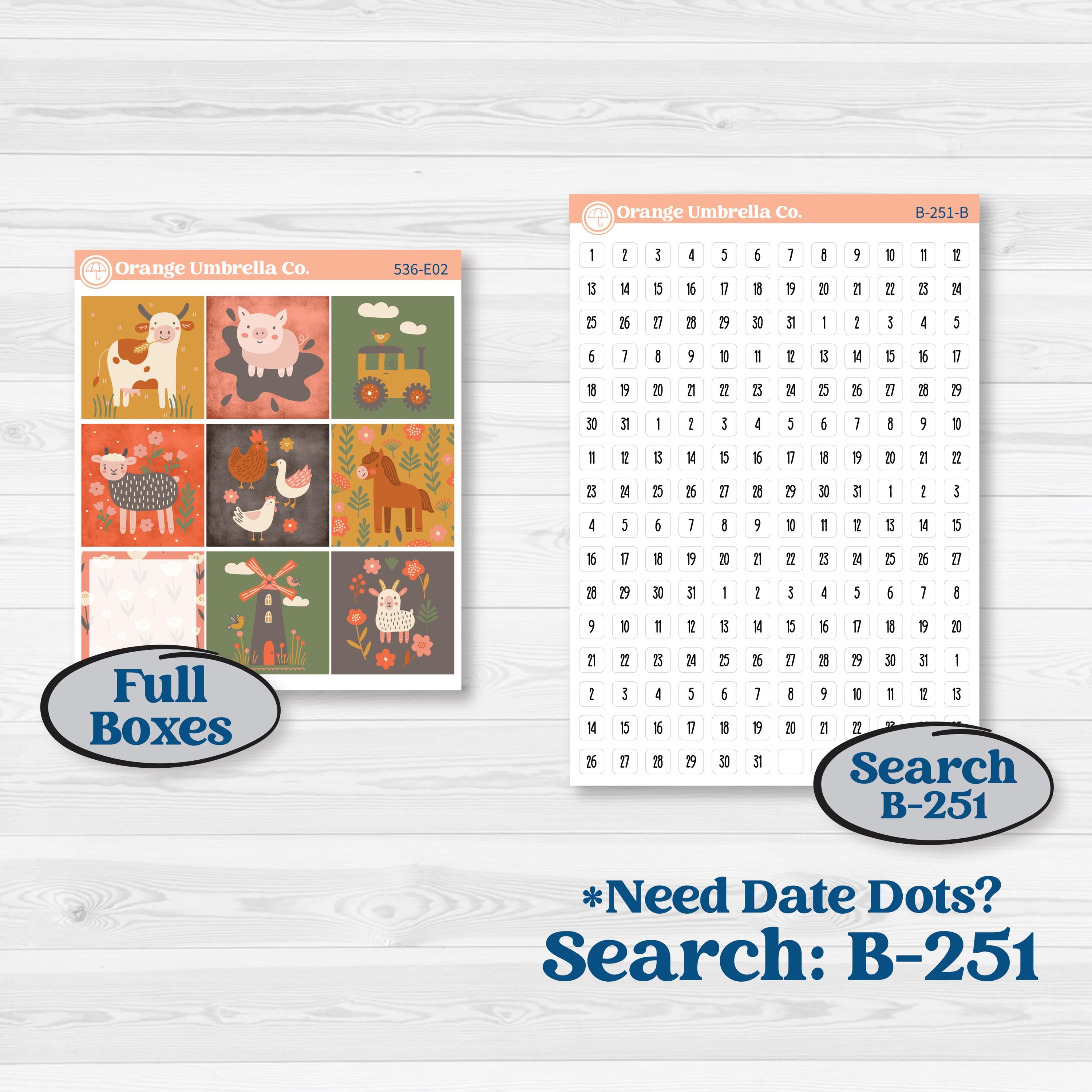 Playful Farmyard Kit | Hobonichi Cousin Weekly & Daily Planner Kit Stickers | The Plot Chickens | KIT-536-E