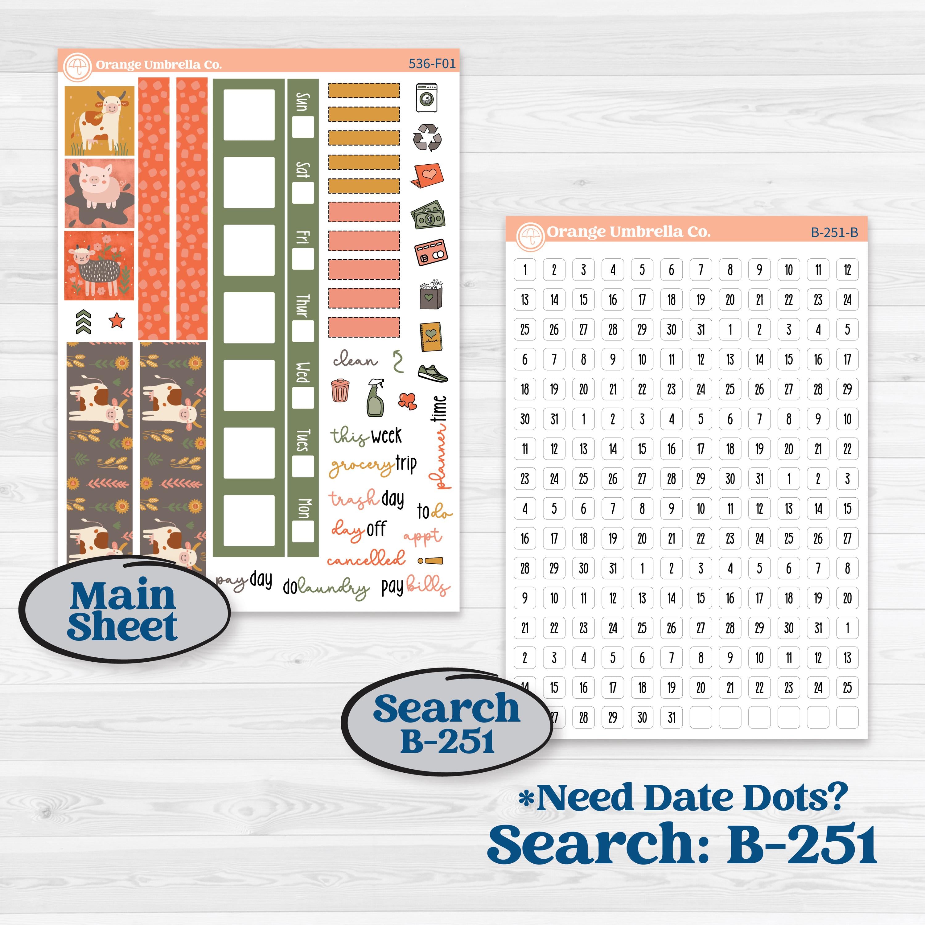 Playful Farmyard Kit | Hobonichi Weeks Weekly Planner Kit Stickers | The Plot Chickens | KIT-536-F