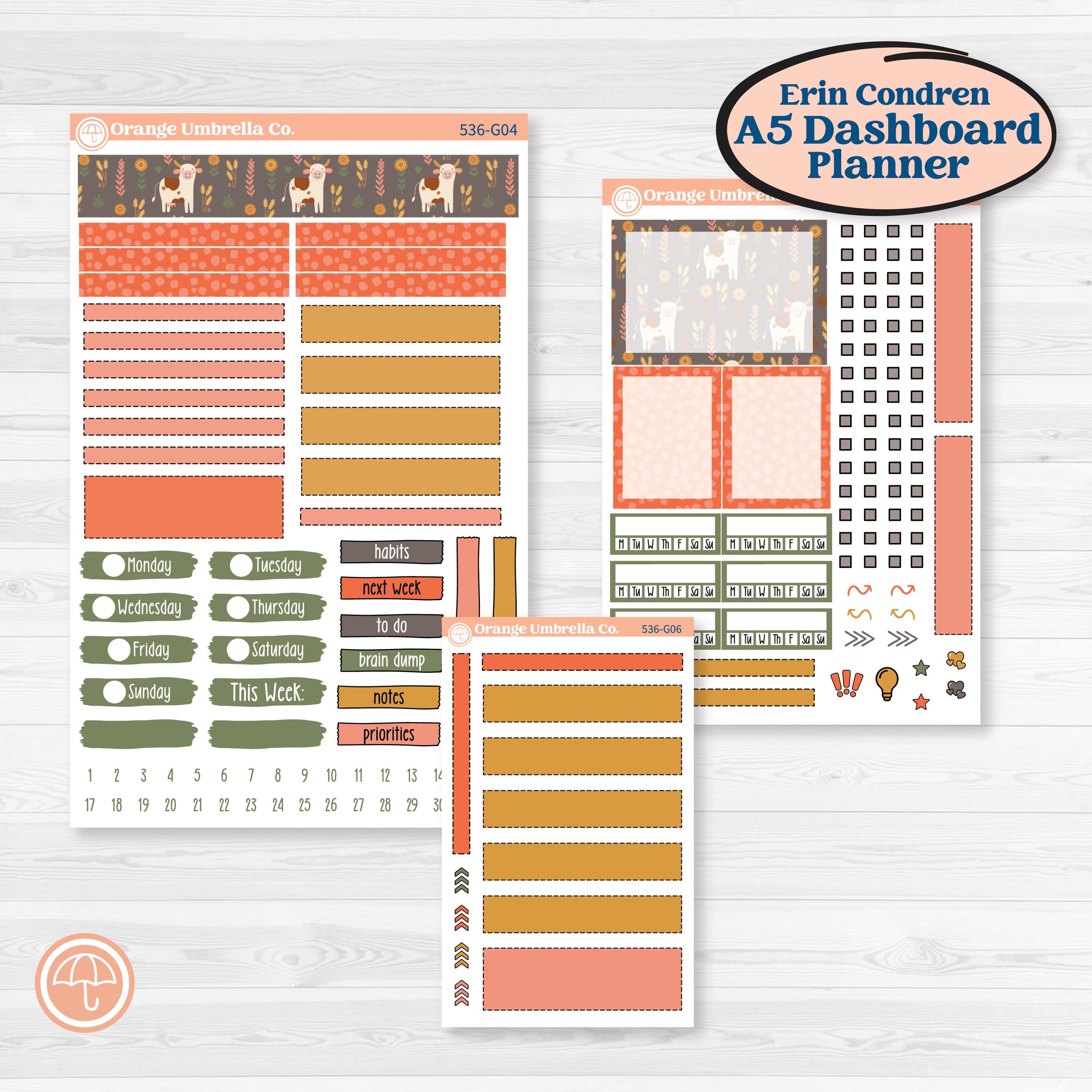 Playful Farmyard Kit | Erin Condren A5 Weekly Dashboard Planner Kit Stickers | The Plot Chickens | KIT-536-G4