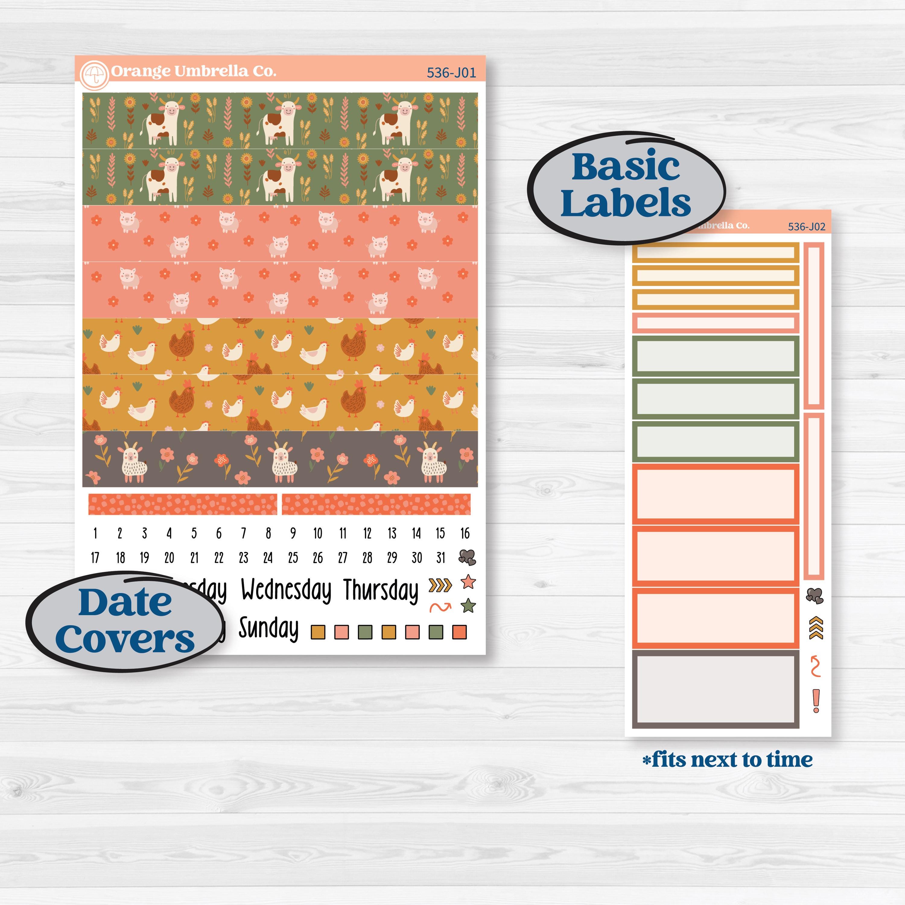 Playful Farmyard Kit | A5 Daily Duo Planner Kit Stickers | The Plot Chickens | KIT-536-J
