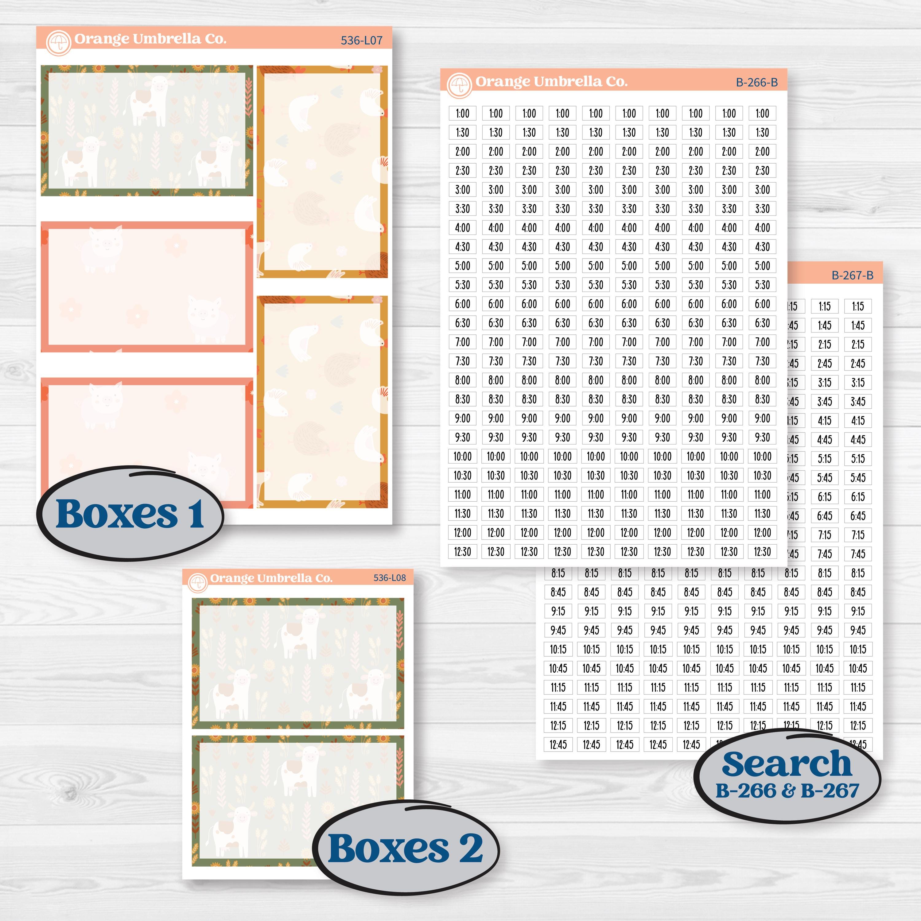 Playful Farmyard Kit | 7x9 Plum Daily Planner Kit Stickers | The Plot Chickens | KIT-536-L
