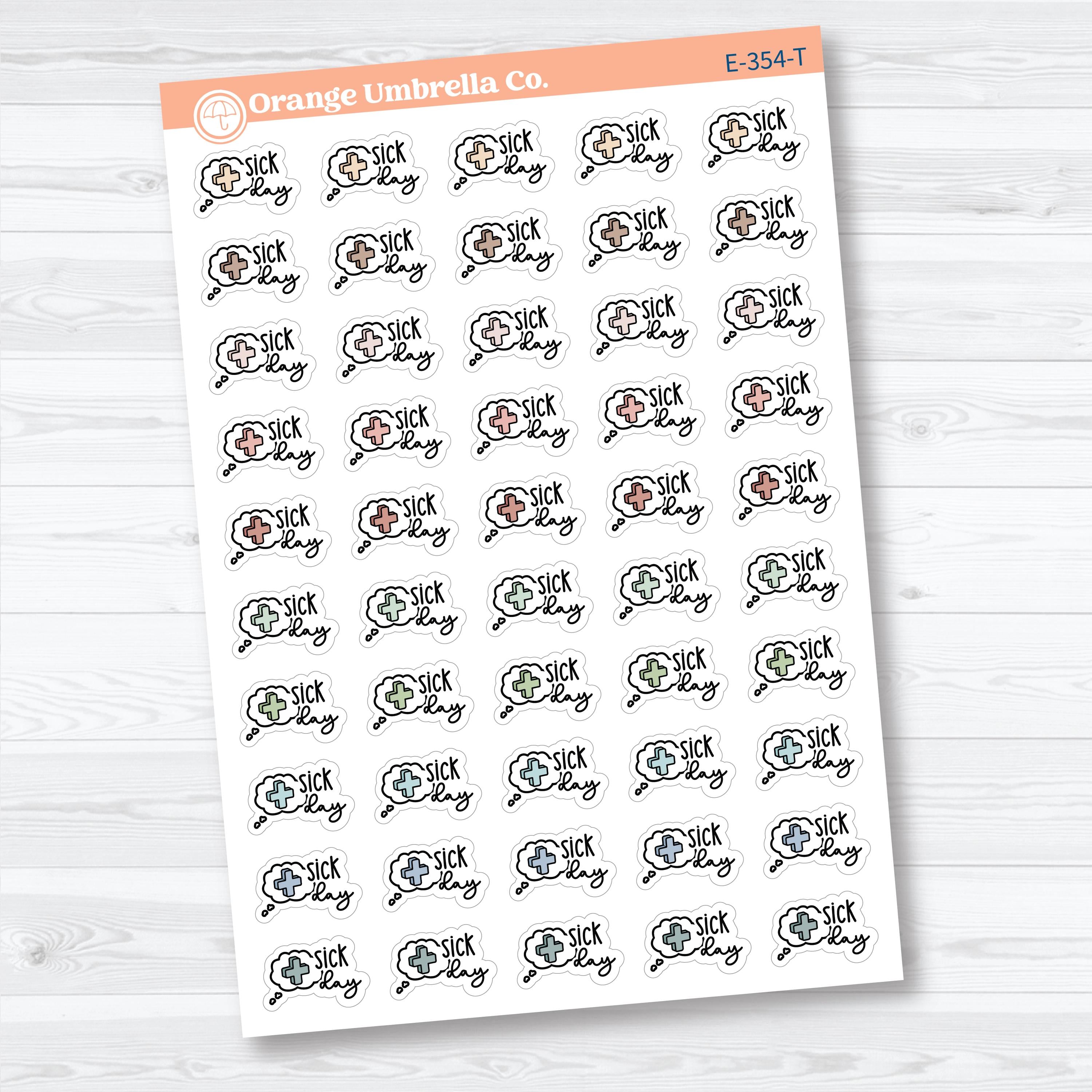 Sick Day Stickers | Doodled Event Planner Stickers | F18 | E-354
