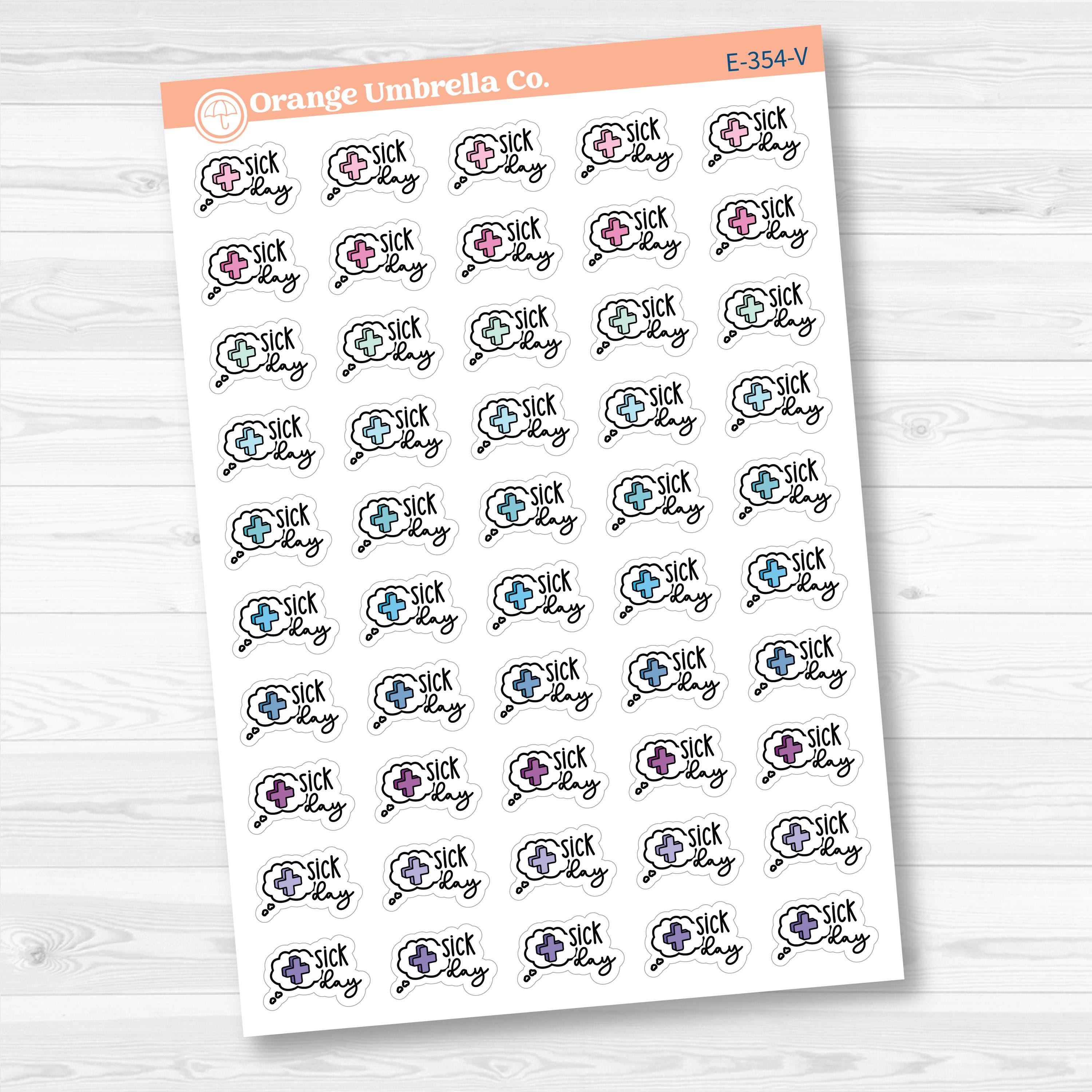 Sick Day Stickers | Doodled Event Planner Stickers | F18 | E-354