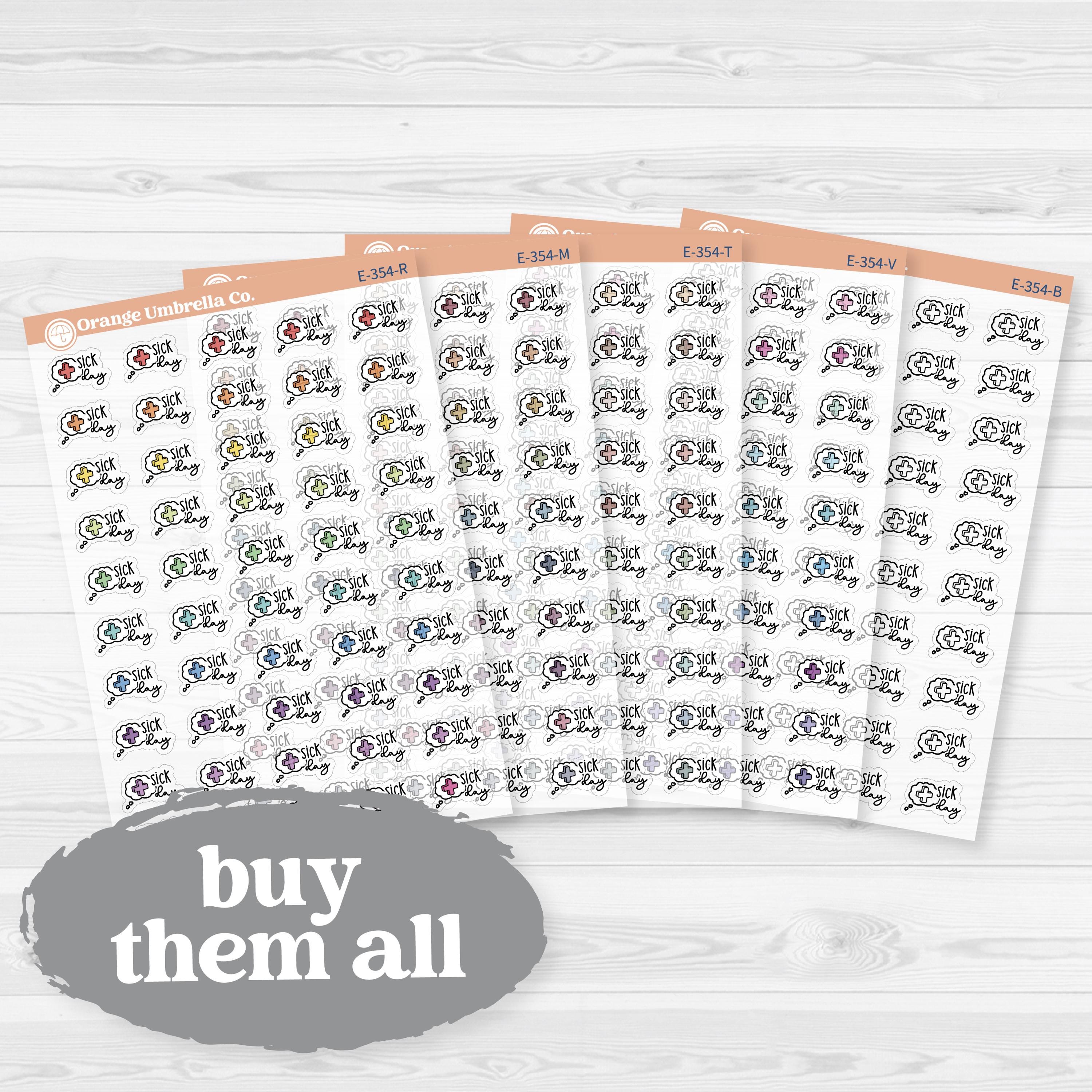 Sick Day Clear Matte Stickers | Doodled Event Planner Stickers | F18 | E-354-CM