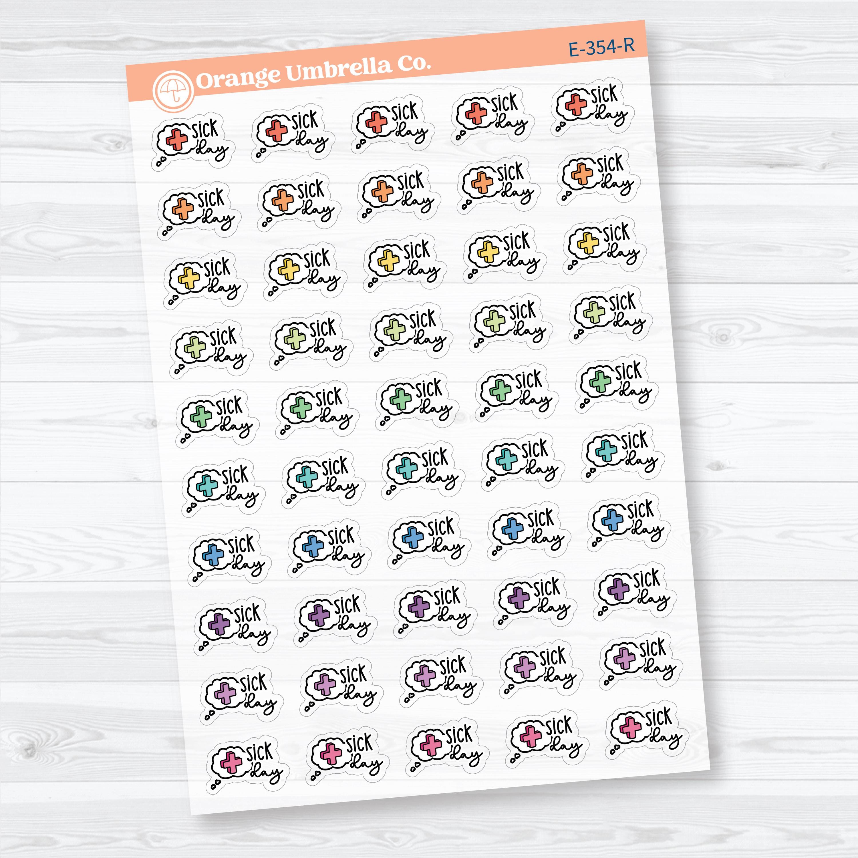 Sick Day Clear Matte Stickers | Doodled Event Planner Stickers | F18 | E-354-CM