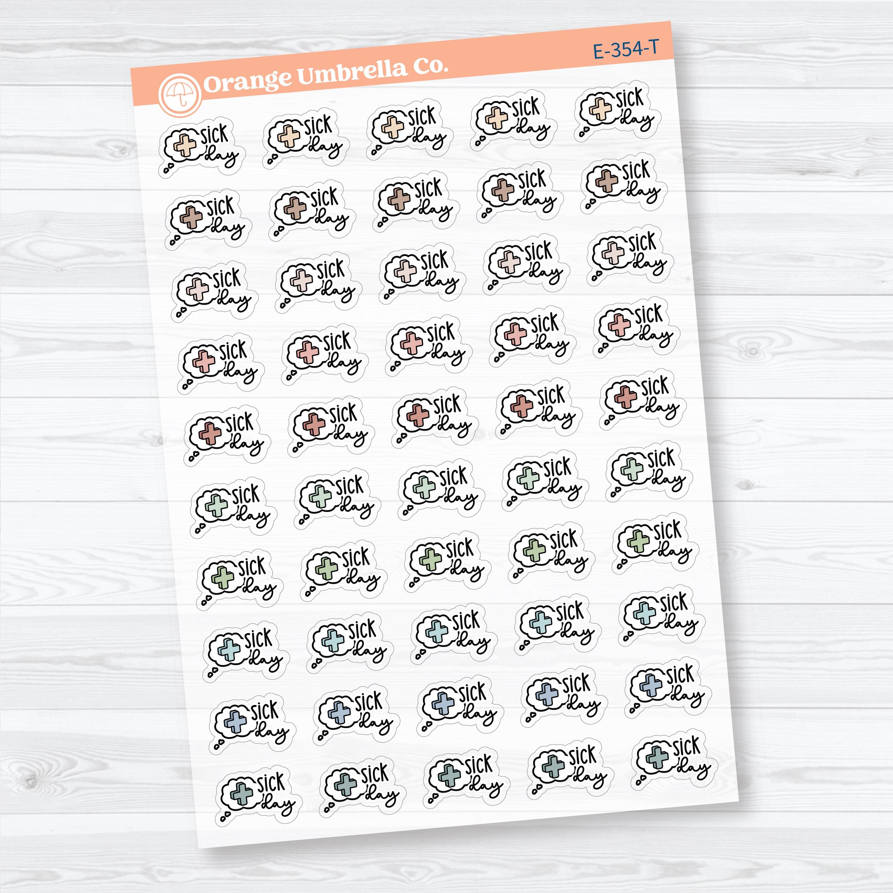 Sick Day Clear Matte Stickers | Doodled Event Planner Stickers | F18 | E-354-CM