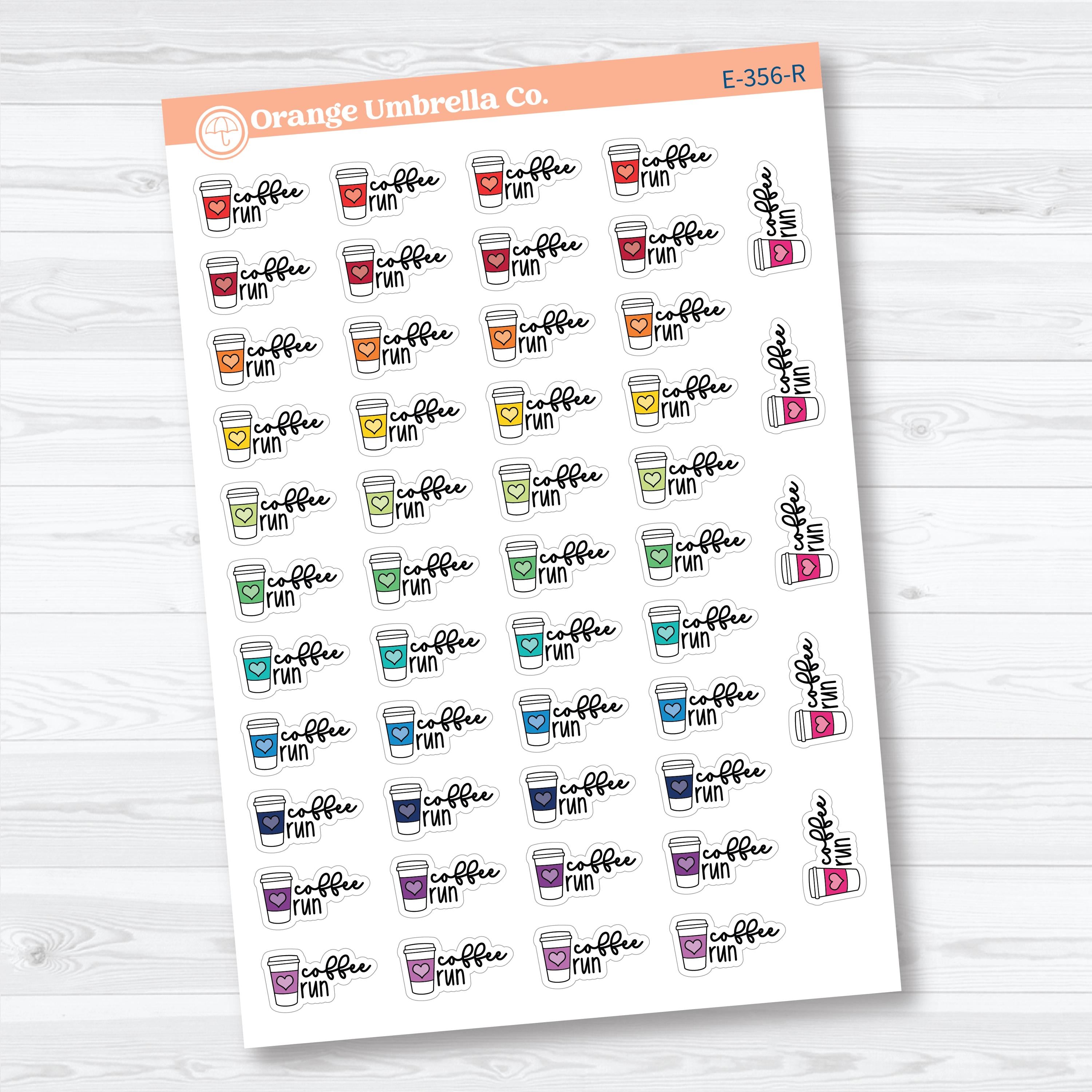 Coffee Run Stickers | Doodled Event Planner Stickers | F18 | E-356