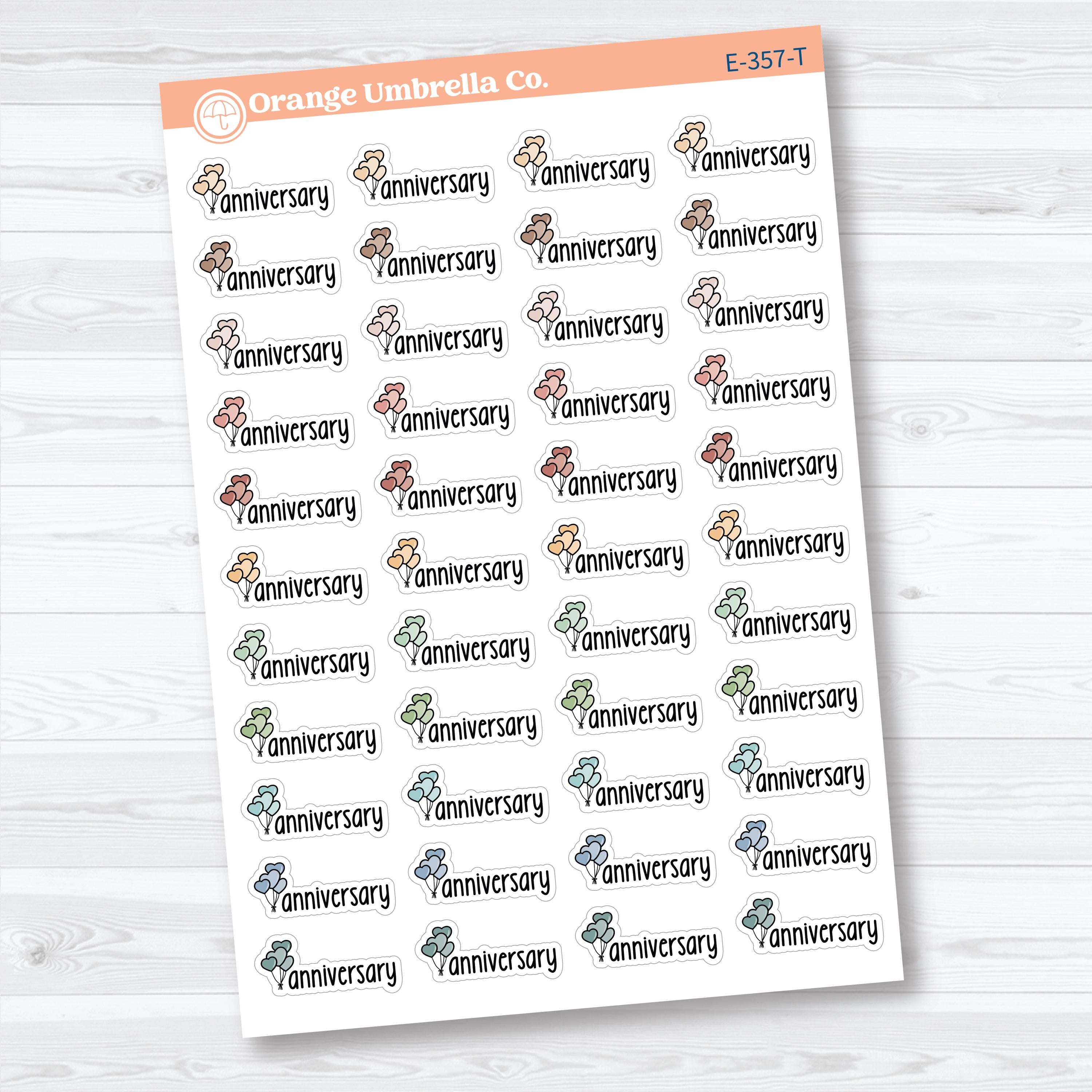 Anniversary Stickers | Doodled Event Planner Stickers | F18 | E-357