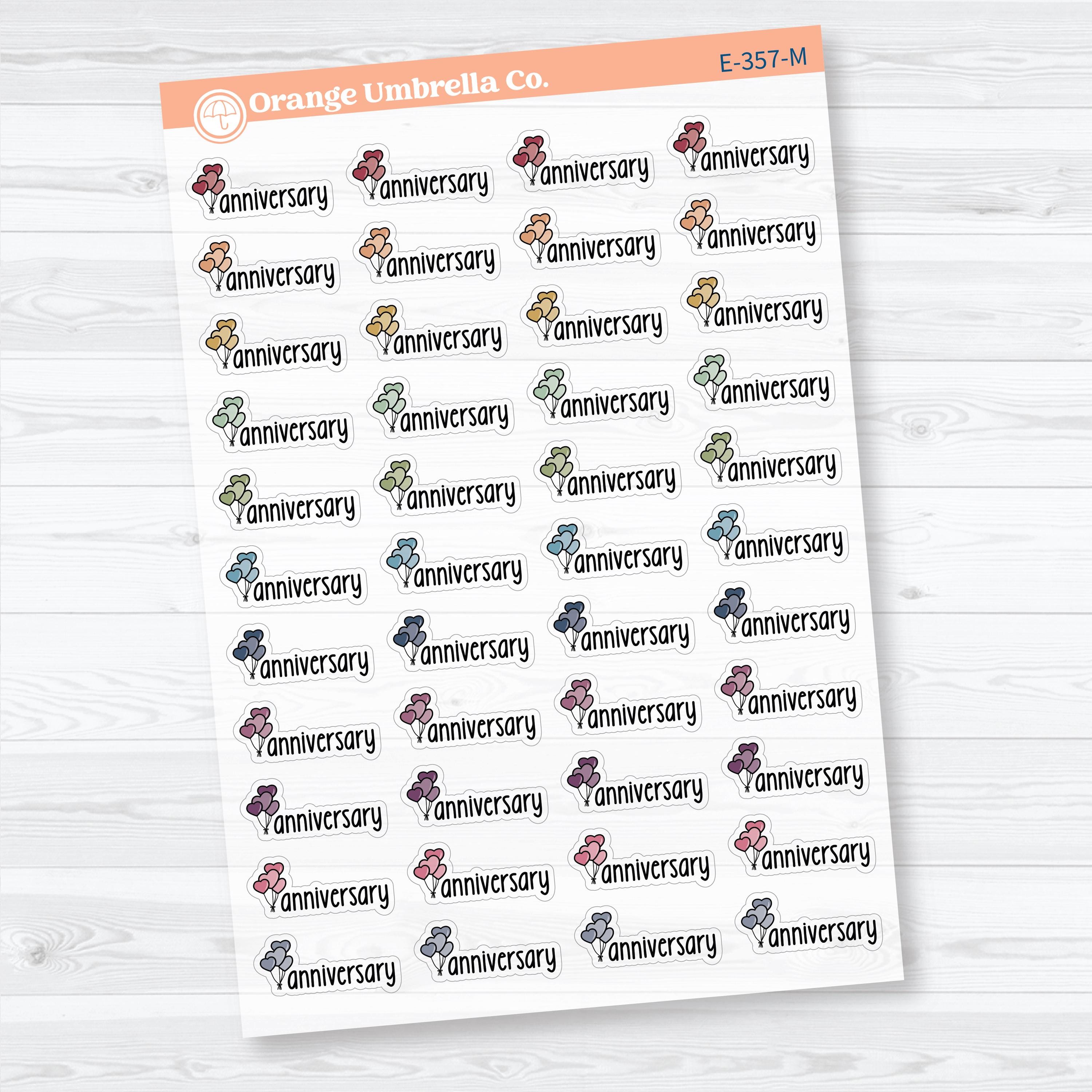 Anniversary Clear Matte Stickers | Doodled Event Planner Stickers | F18 | E-357-CM
