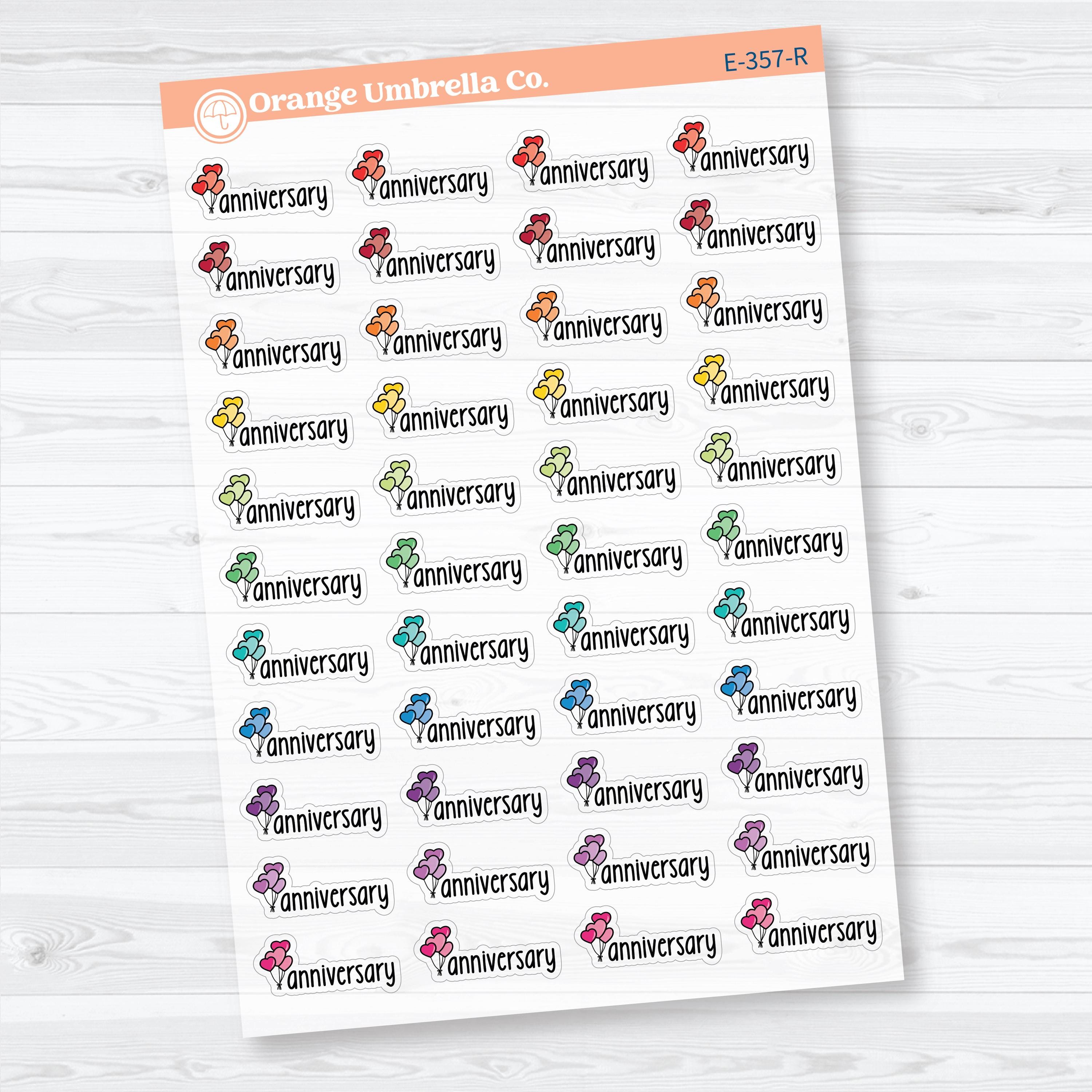 Anniversary Clear Matte Stickers | Doodled Event Planner Stickers | F18 | E-357-CM