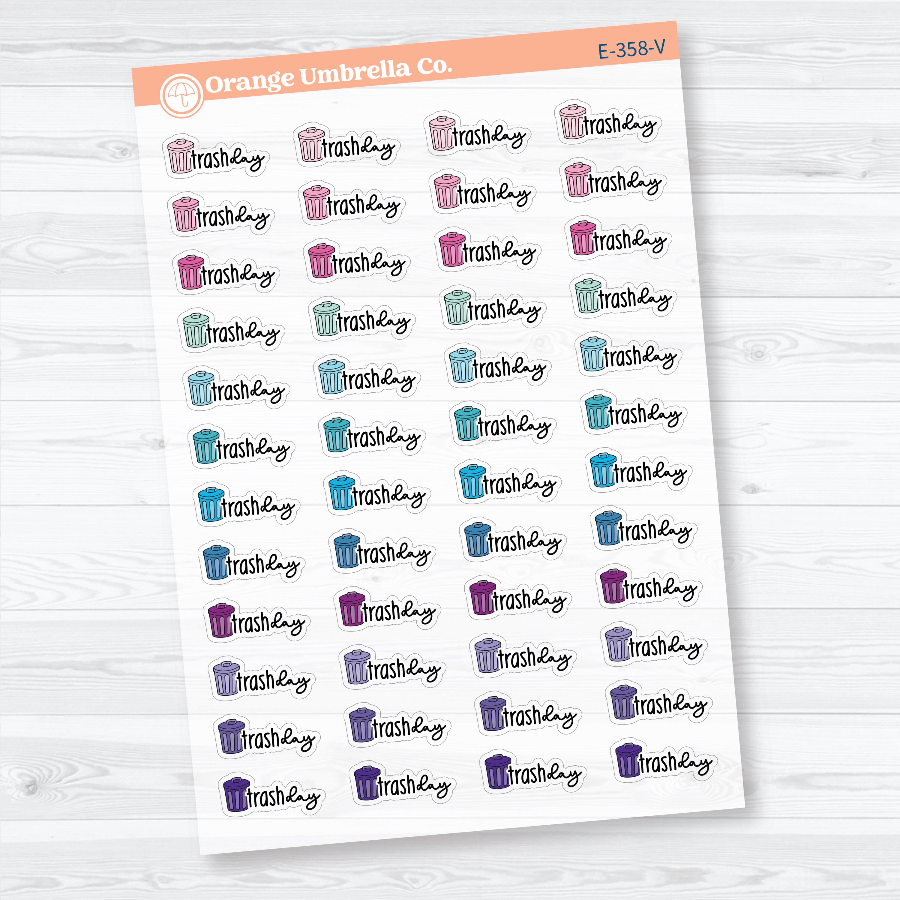 Trash Day Clear Matte Stickers | Doodled Event Planner Stickers | F18 | E-358-CM