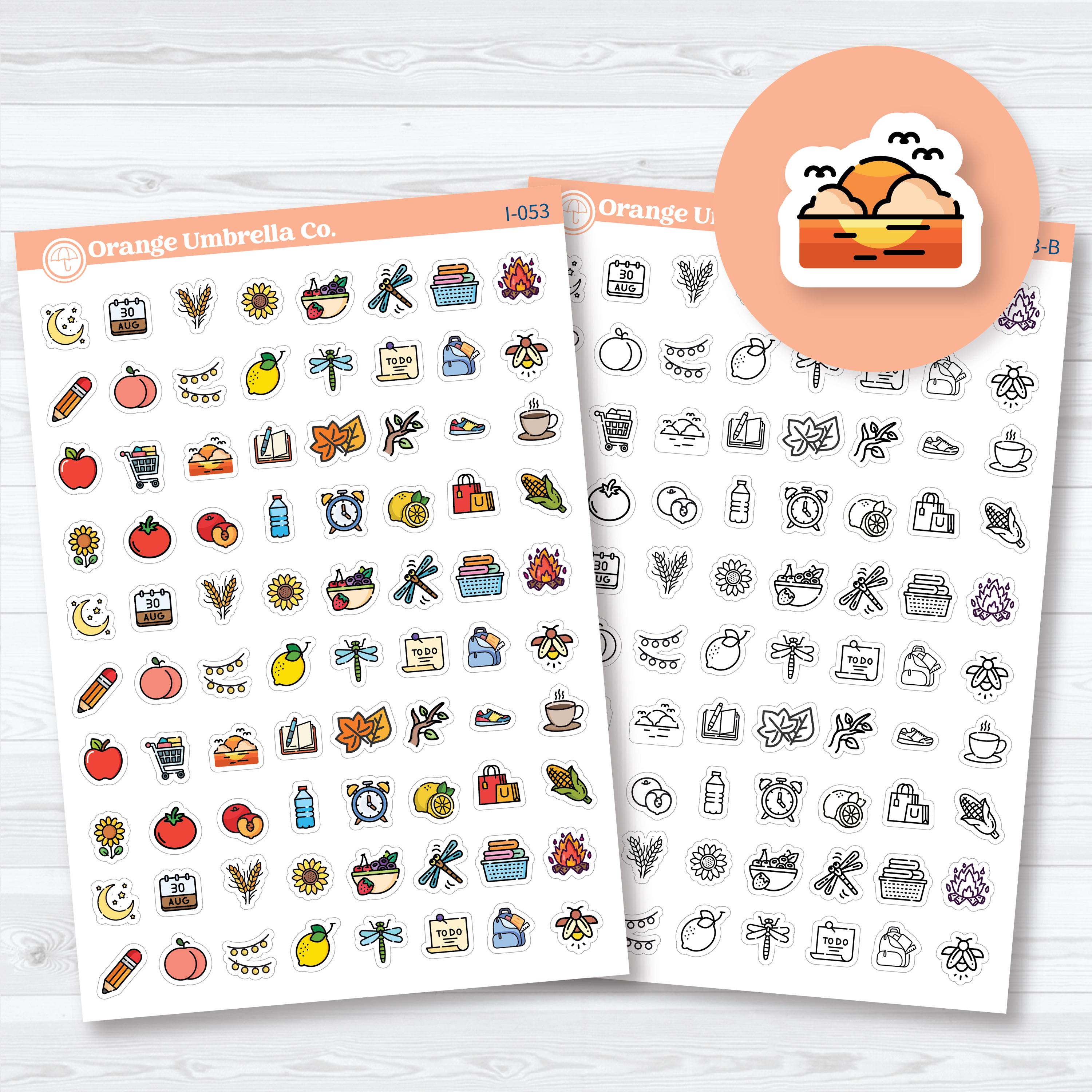 August Themed Icons | Planner Stickers | I-053