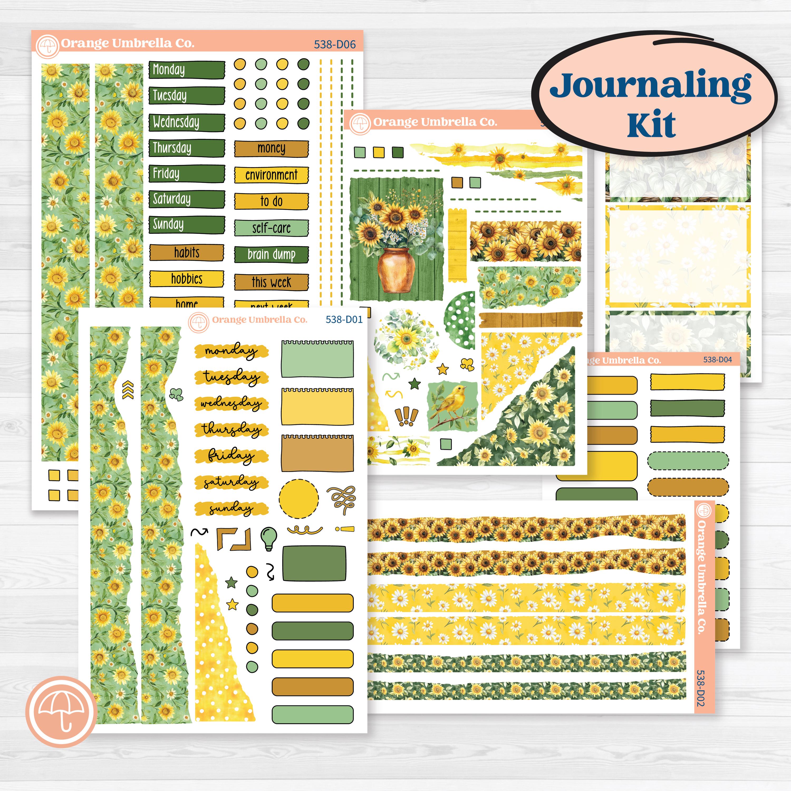 Sunflower Cottage | Journaling or Scrapbooking Kit | Creative Junk Journal Planner Stickers | Sun Blooms | KIT-538-D