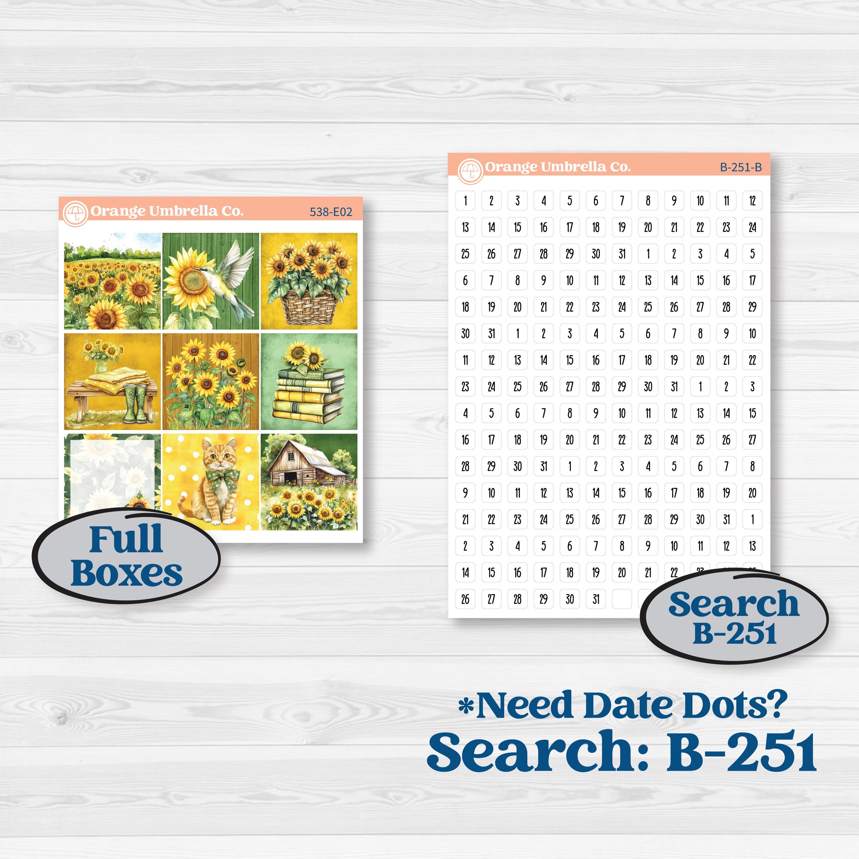Sunflower Cottage | Hobonichi Cousin Weekly & Daily Planner Kit Stickers | Sun Blooms | KIT-538-E