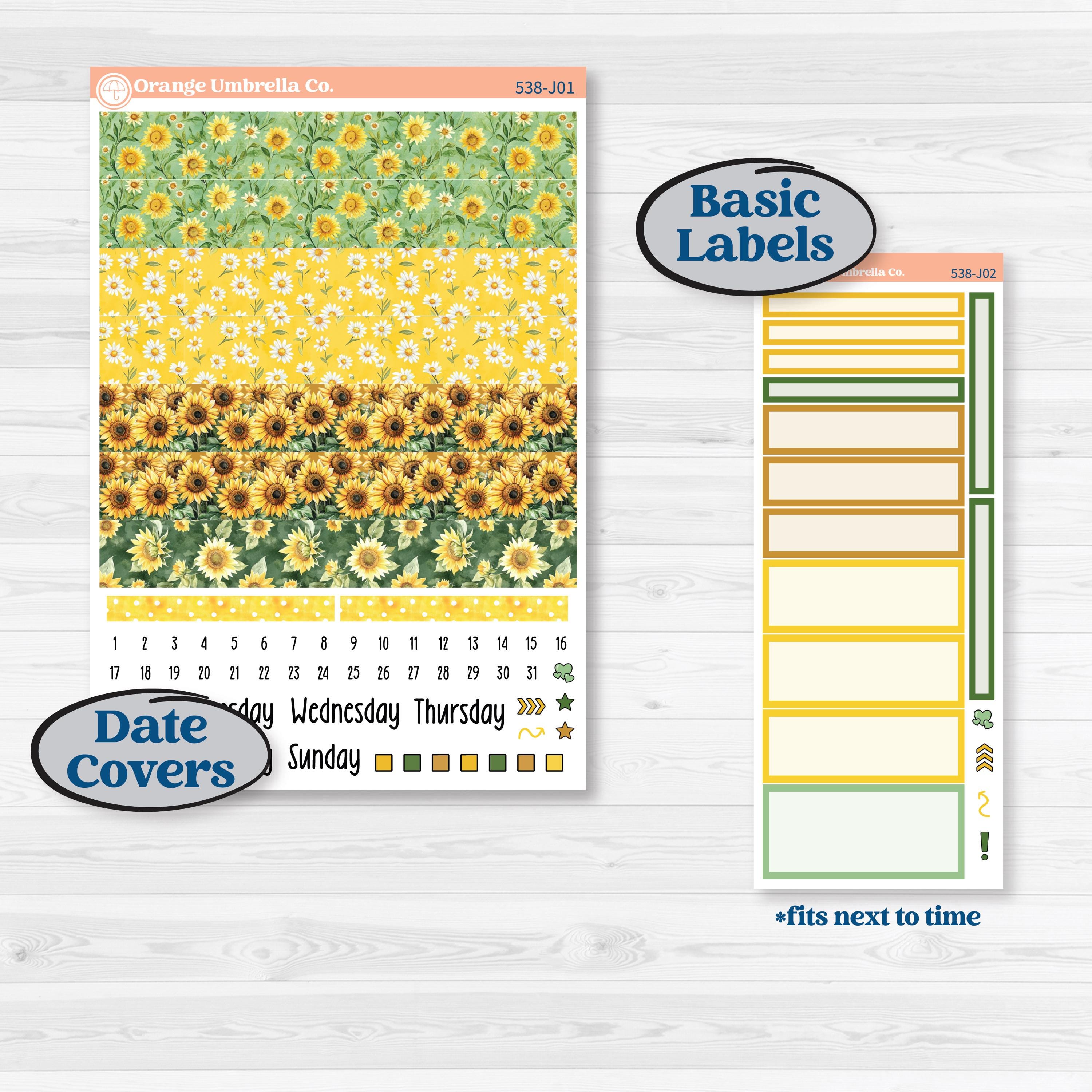 Sunflower Cottage | A5 Daily Duo Planner Kit Stickers | Sun Blooms | KIT-538-J