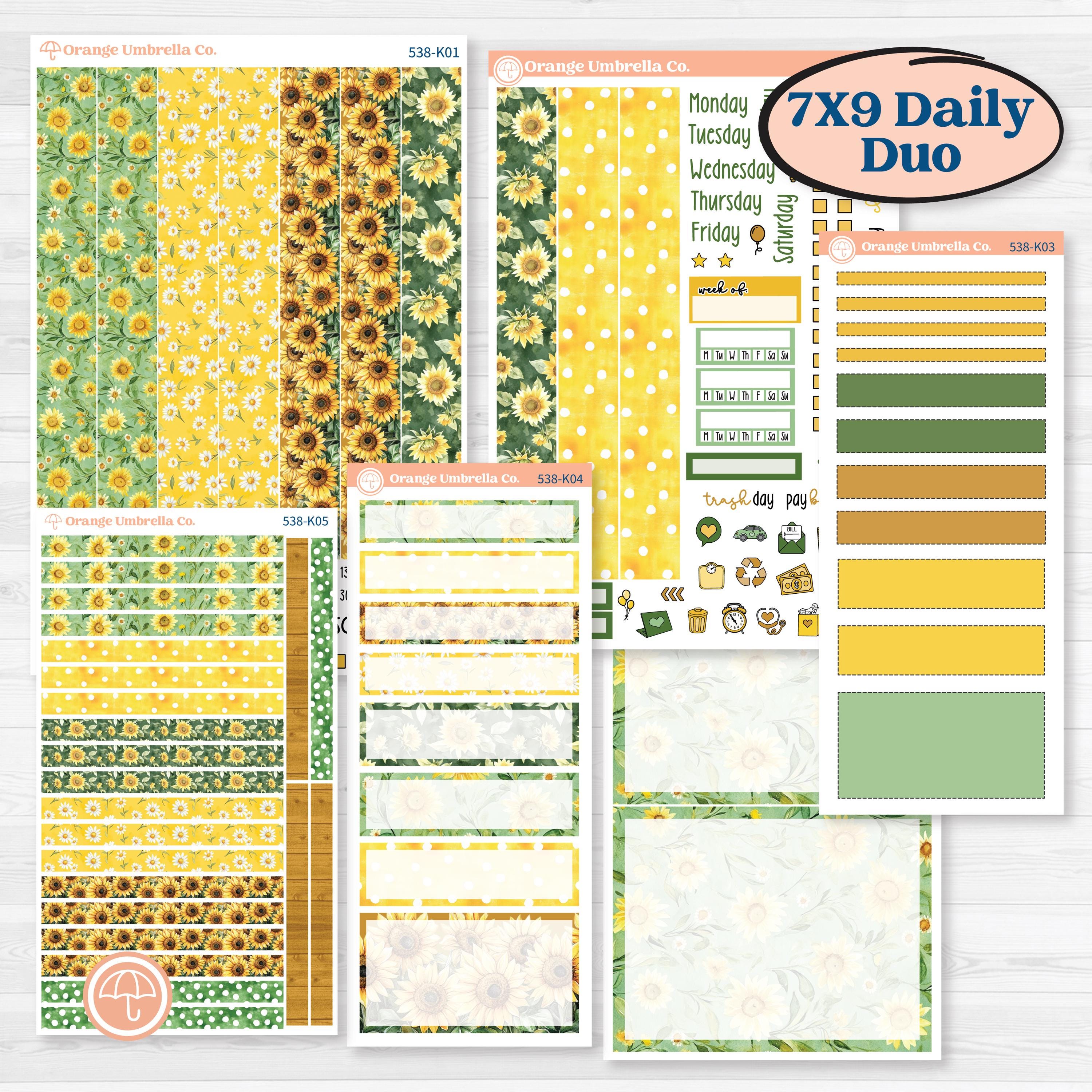 Sunflower Cottage | 7x9 Erin Condren Daily Duo Planner Kit Stickers | Sun Blooms | KIT-538-K