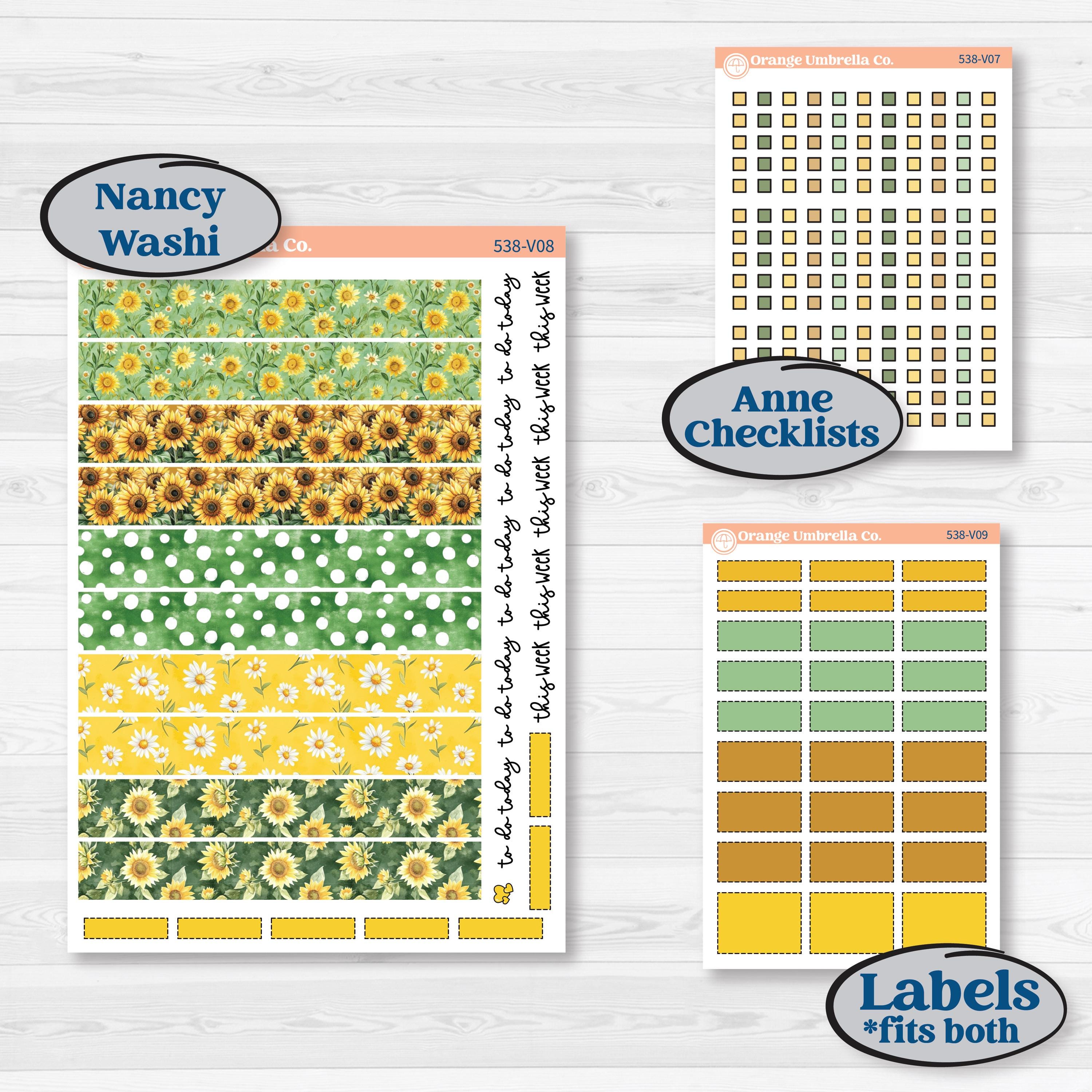 Sunflower Cottage | Laurel Denise Nancy Large & Anne Large Planner Kit Stickers | Sun Blooms | KIT-538-V