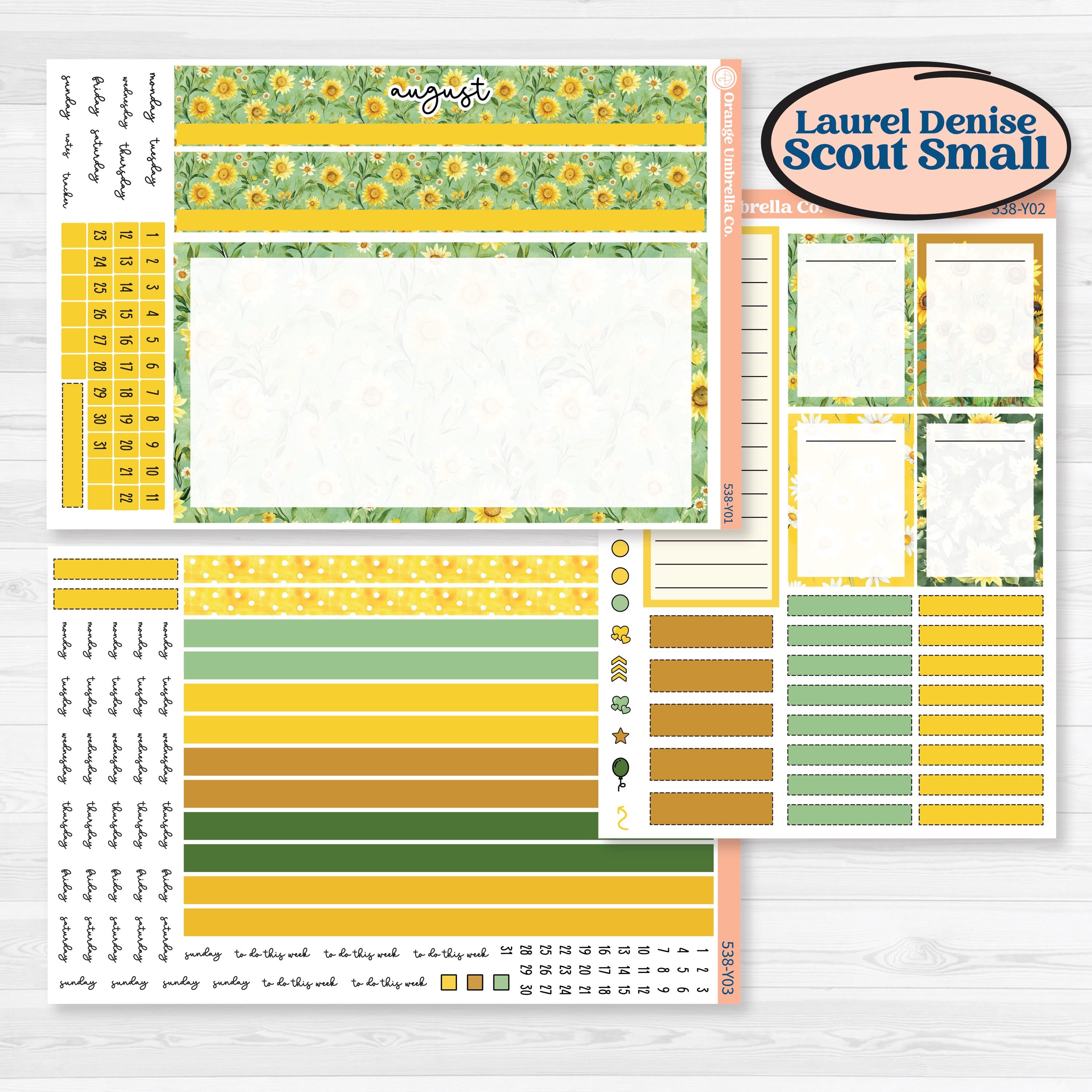 Sunflower Cottage | Laurel Denise Scout Small Planner Kit Stickers | Sun Blooms | KIT-538-Y