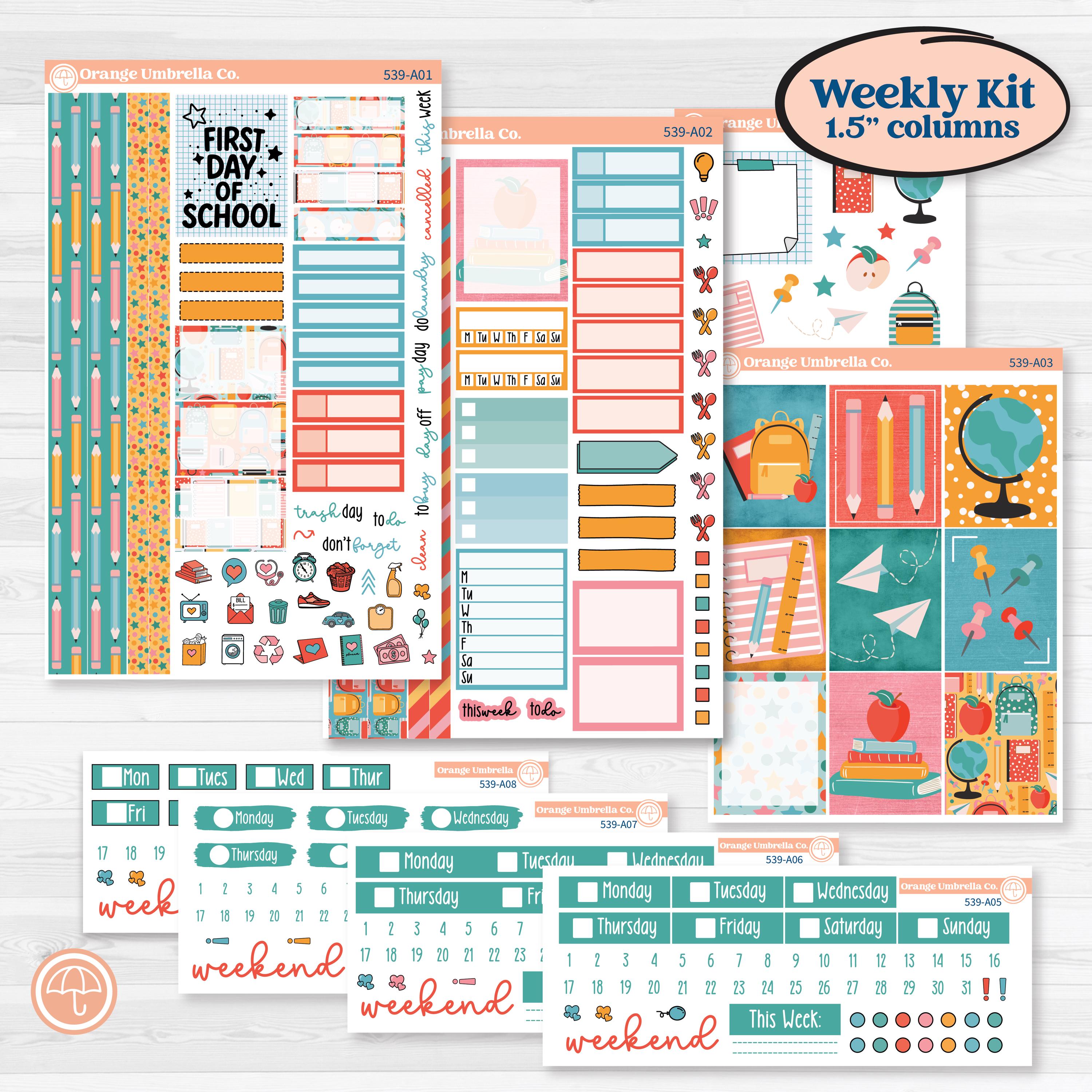 Back To School Kit | Weekly Sticker Kit for Vertical Planners like Erin Condren | Level Up | KIT-539-A