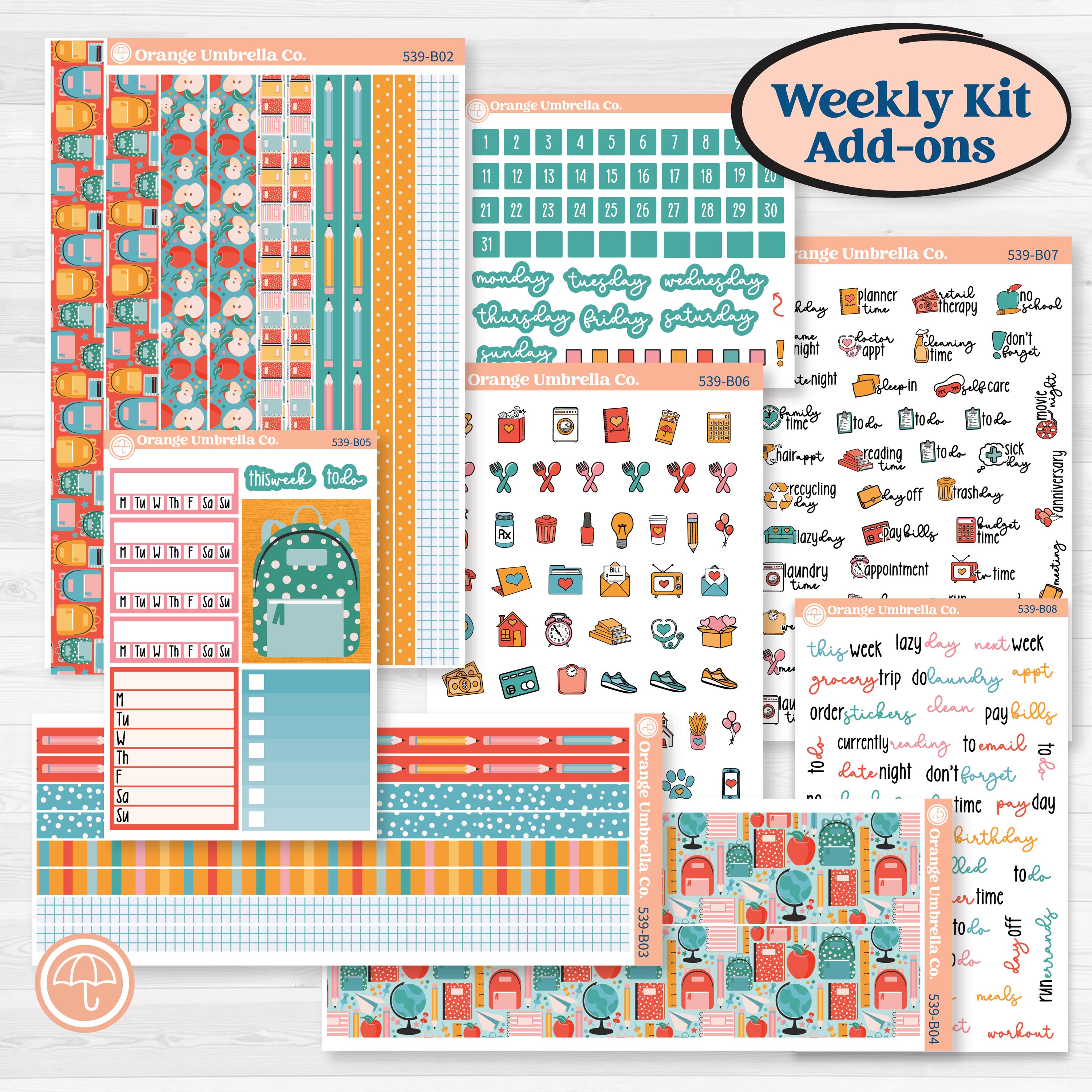 Back To School Kit | Weekly Add-On Planner Kit Stickers | Level Up | KIT-539-B
