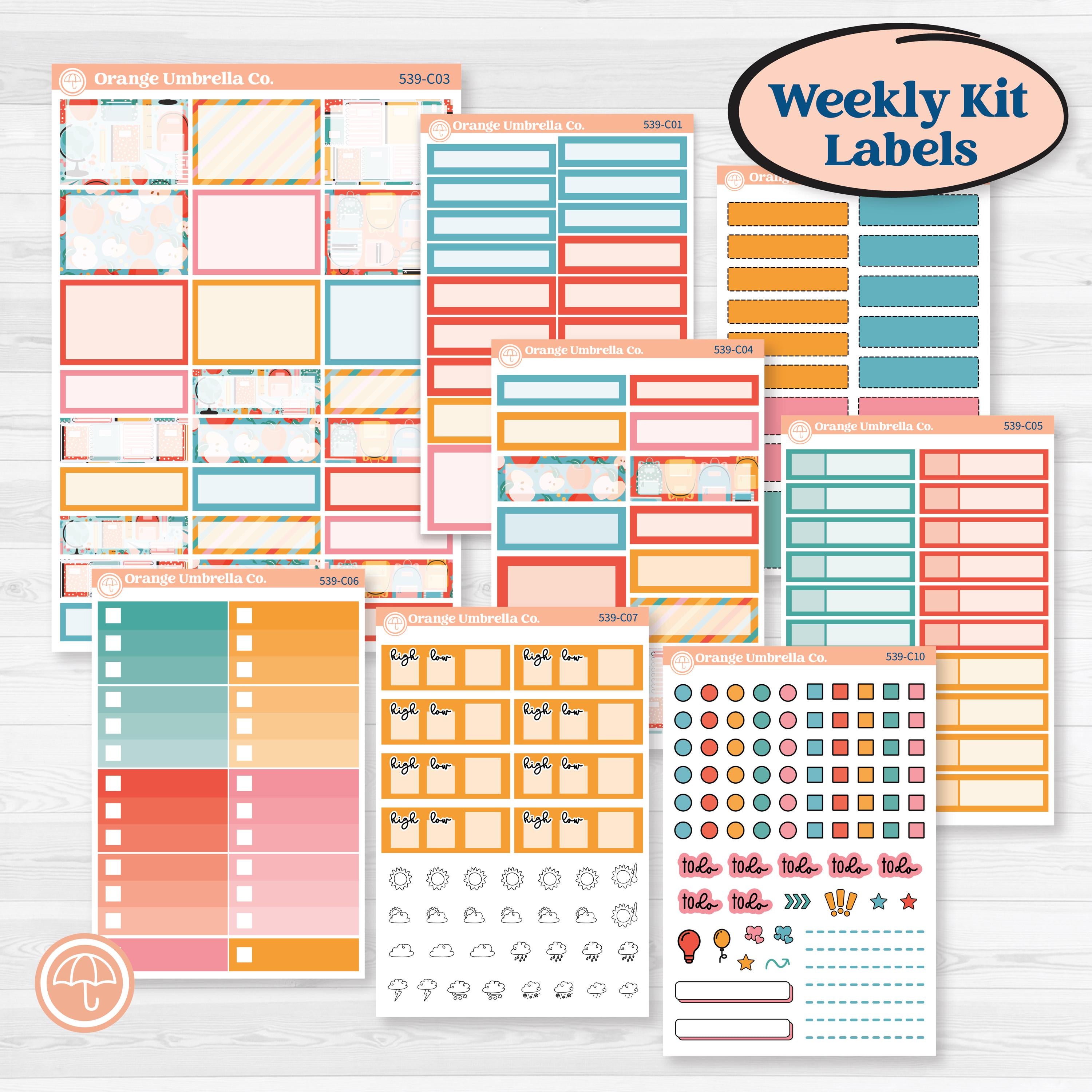 Back To School Kit | Weekly Add-On Labels Planner Kit Stickers | Level Up | KIT-539-C
