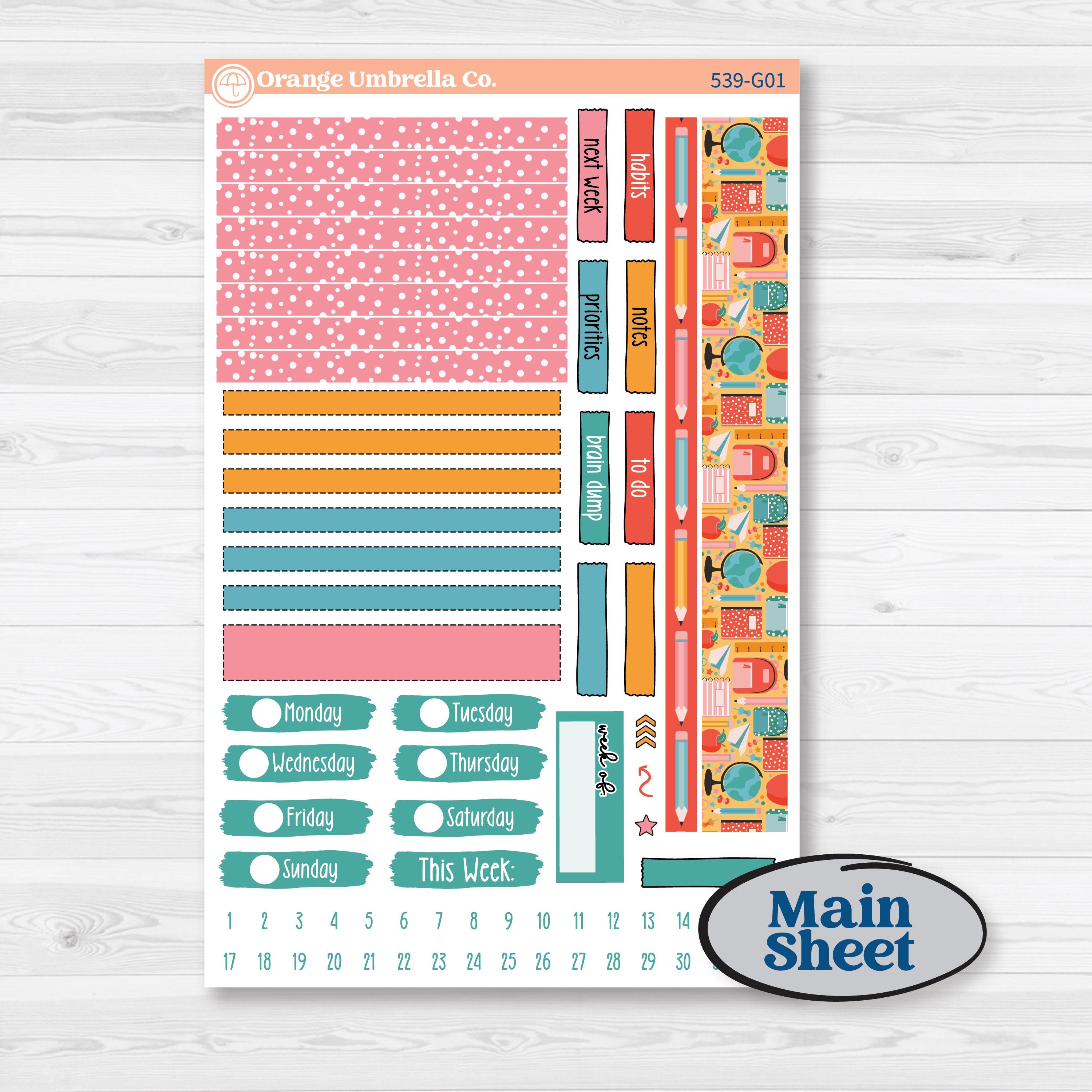 Back To School Kit | Erin Condren 7x9 Weekly Dashboard Planner Kit Stickers | Level Up | KIT-539-G