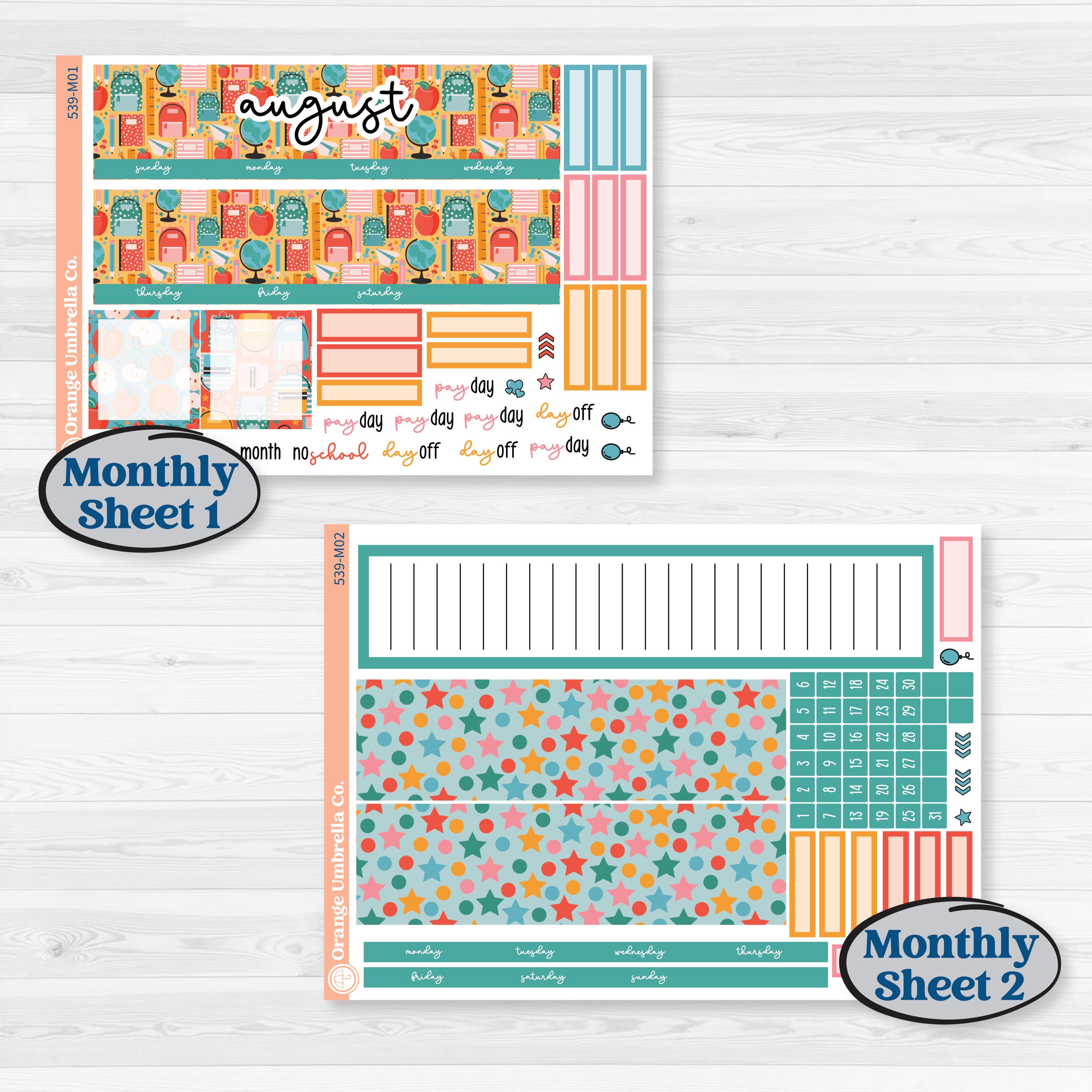 Back To School Kit | A5 Erin Condren Monthly & Productivity Dashboard Sticker Kit | Level Up | KIT-539-M