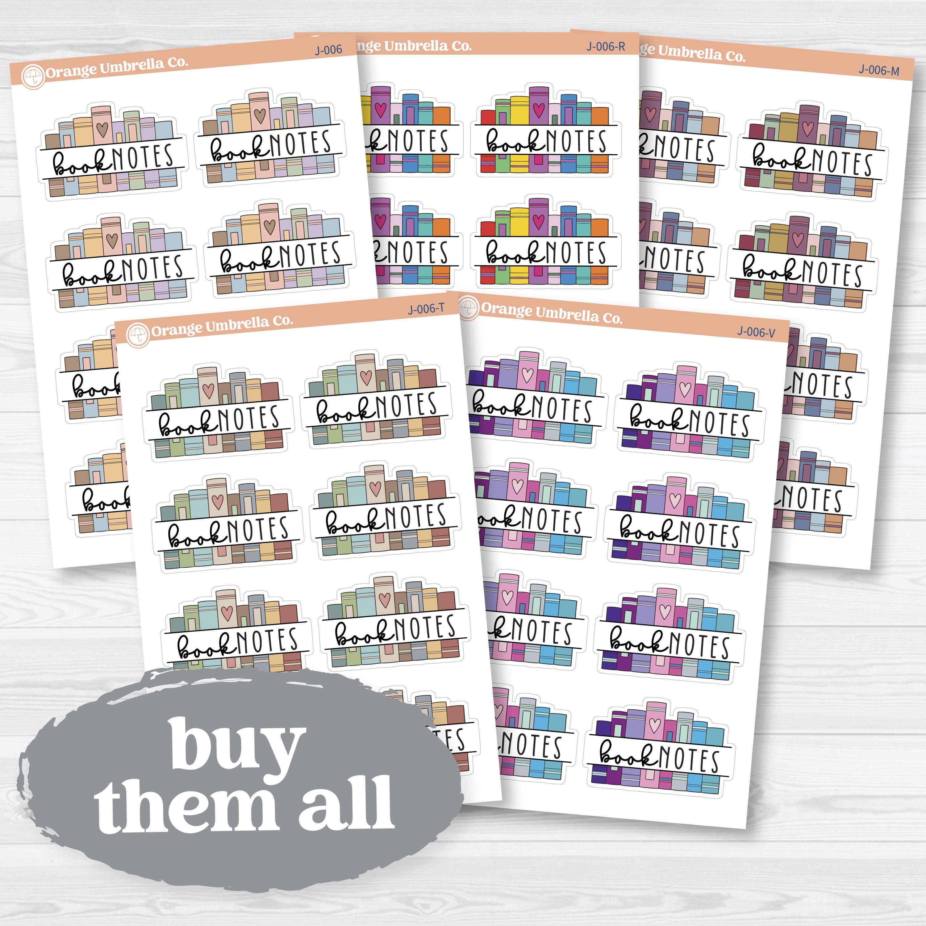 Book Notes Planner Stickers | Reading Journal Labels | J-006