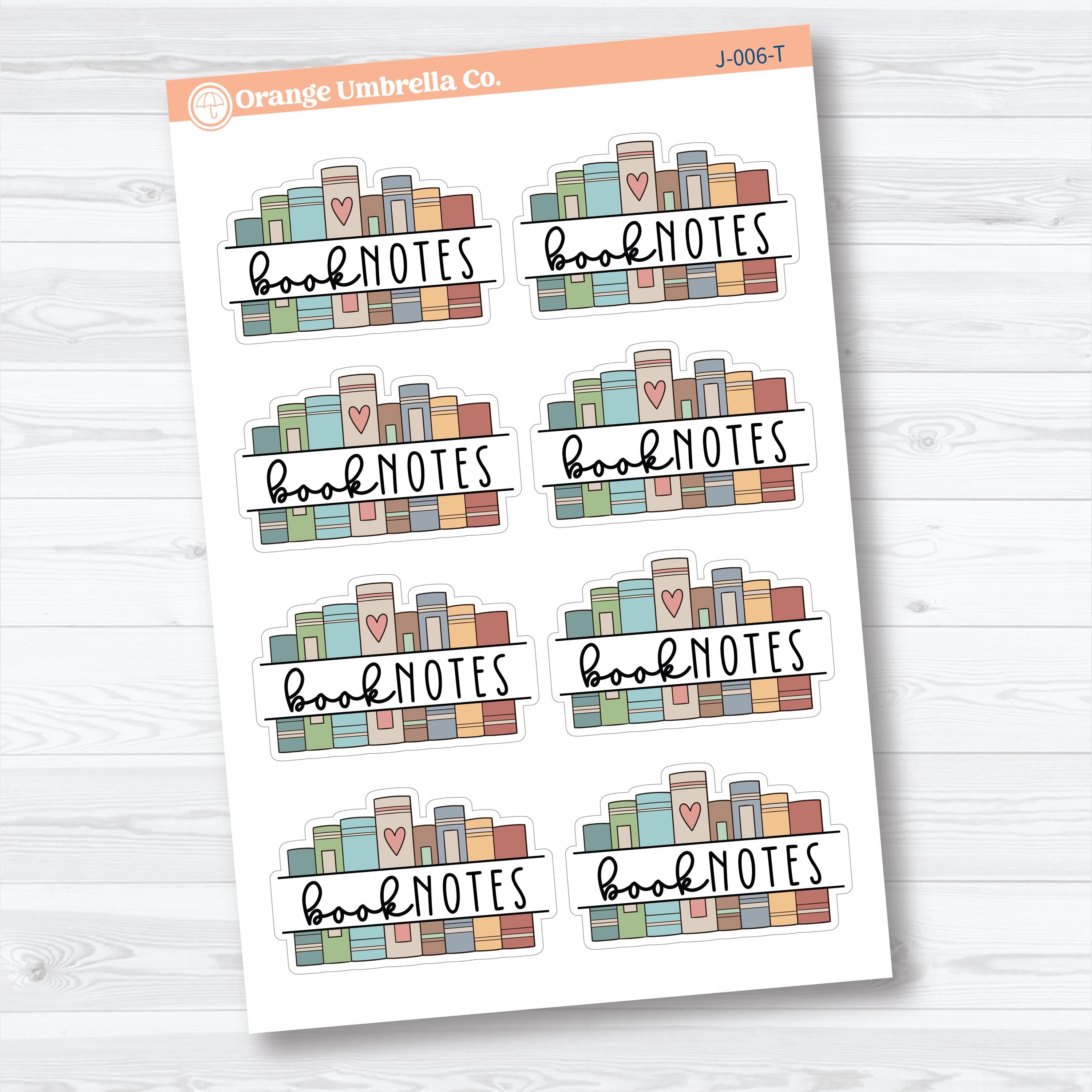Book Notes Planner Stickers | Reading Journal Labels | J-006