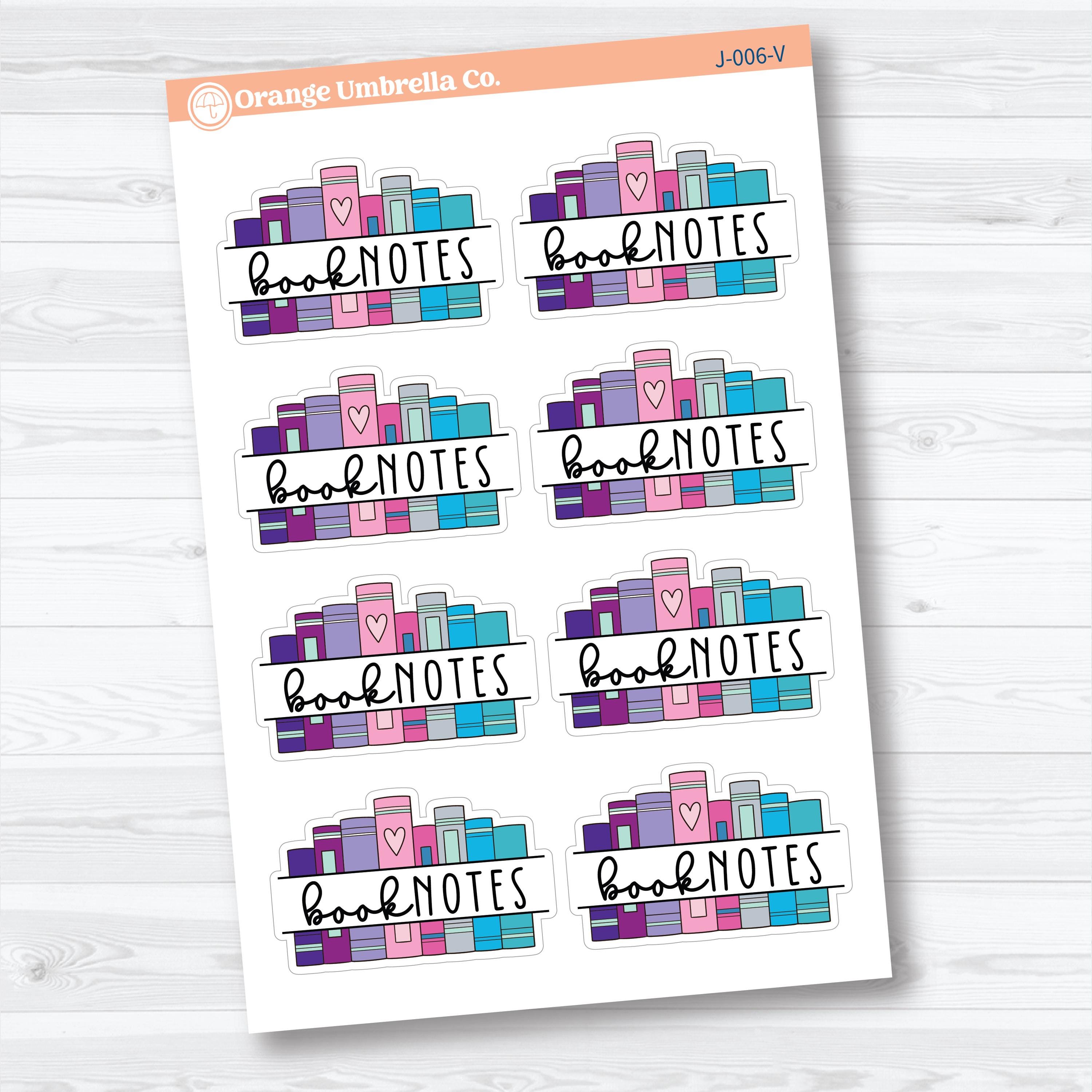 Book Notes Planner Stickers | Reading Journal Labels | J-006