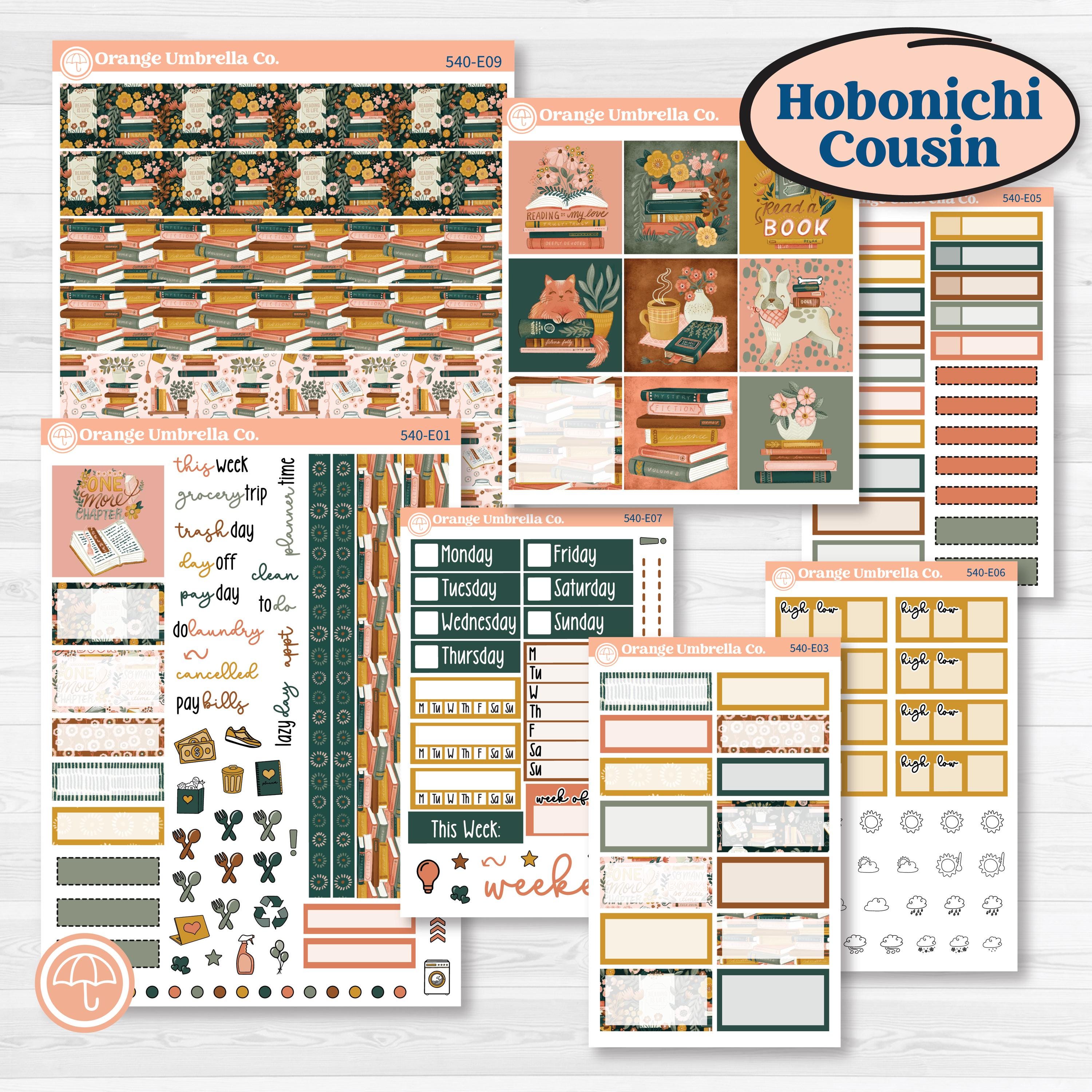 Book Love Planner Kit | Hobonichi Cousin Weekly & Daily Planner Kit Stickers | Bookmarked | KIT-540-E
