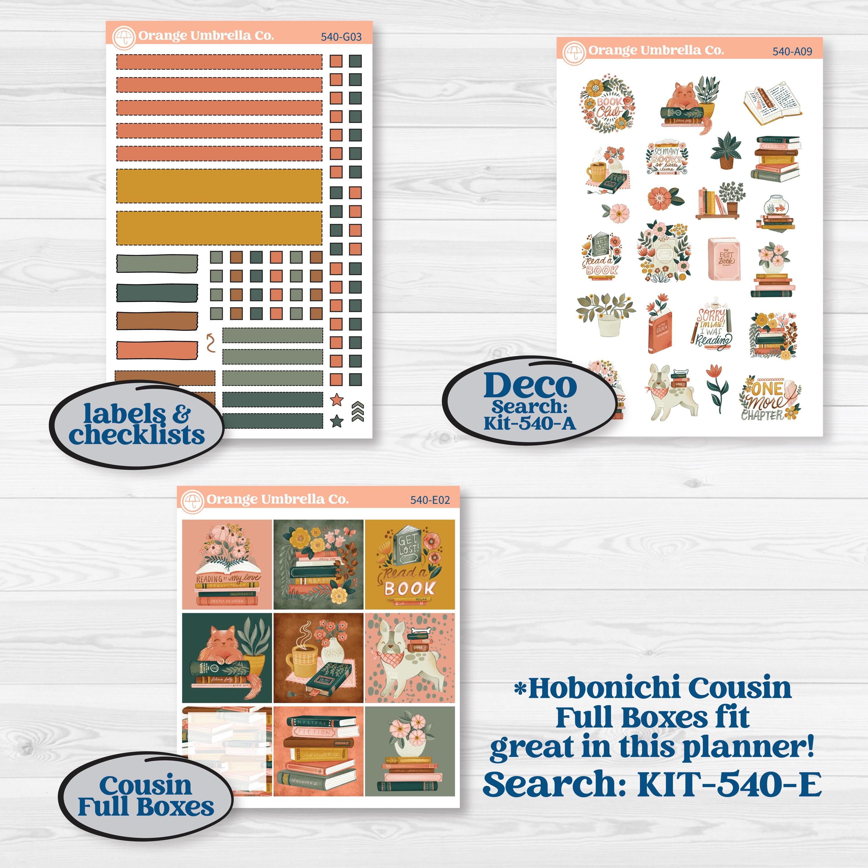 Book Love Planner Kit | Erin Condren 7x9 Weekly Dashboard Planner Kit Stickers | Bookmarked | KIT-540-G