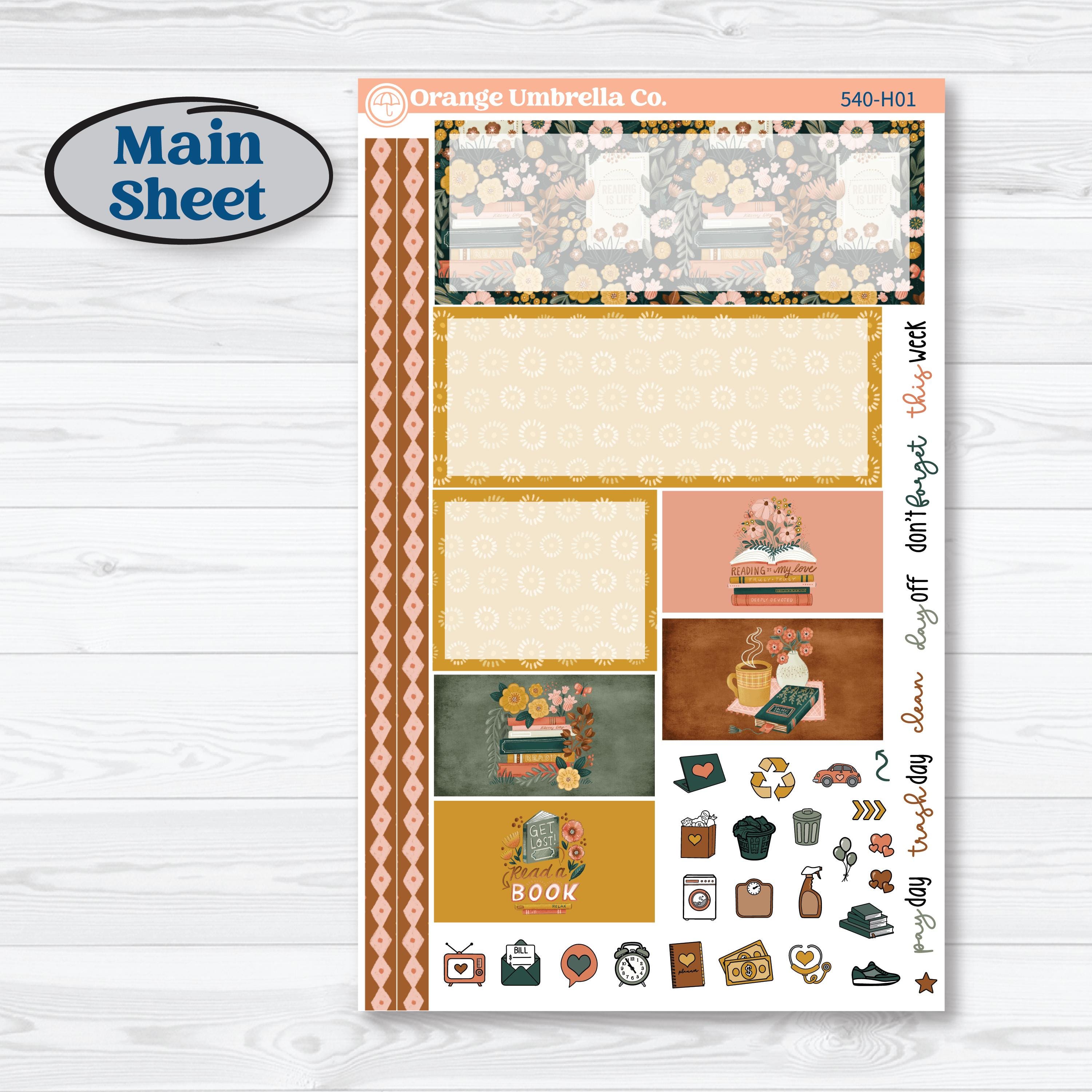 Book Love Planner Kit | Plum Vertical Priorities 7x9 Planner Kit Stickers | Bookmarked | KIT-540-H